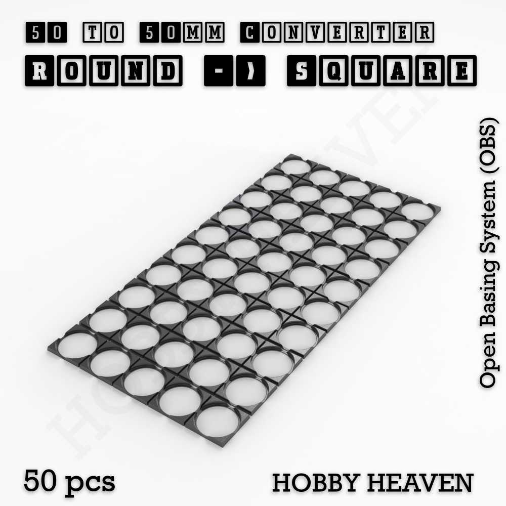 Base 50mm To 50mm Square Converter x50pcs Round to Square Bases Shape and Size Converters 3d Print Full Range