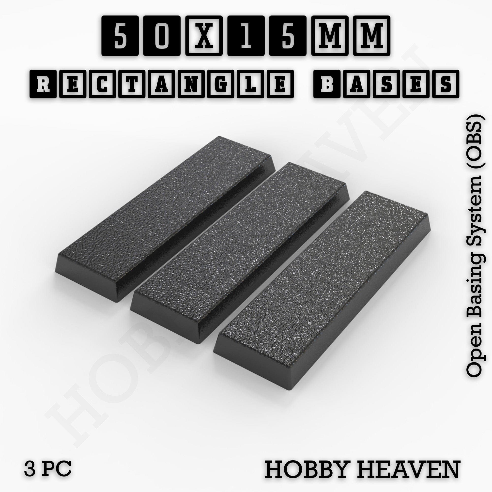 Base Rectangle Bases Range Sizes - 20x15mm to 75x25mm Small Sizes 3d Print Full Range Tabletop Games