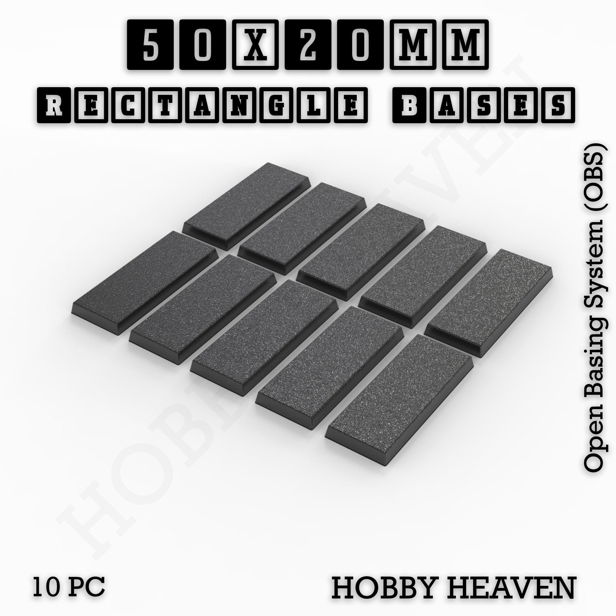 Base Rectangle Bases Range Sizes - 20x15mm to 75x25mm Small Sizes 3d Print Full Range Tabletop Games