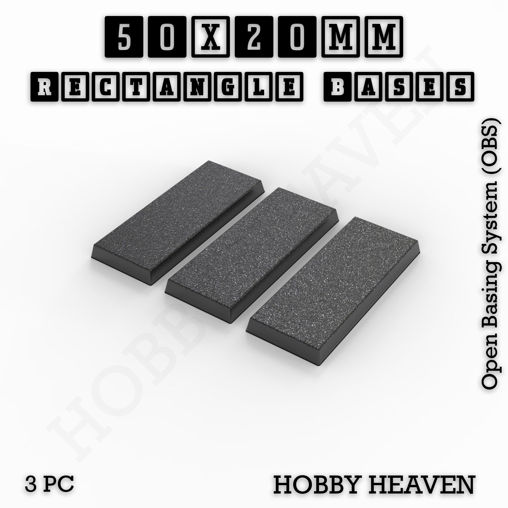 Base Rectangle Bases Range Sizes - 20x15mm to 75x25mm Small Sizes 3d Print Full Range Tabletop Games