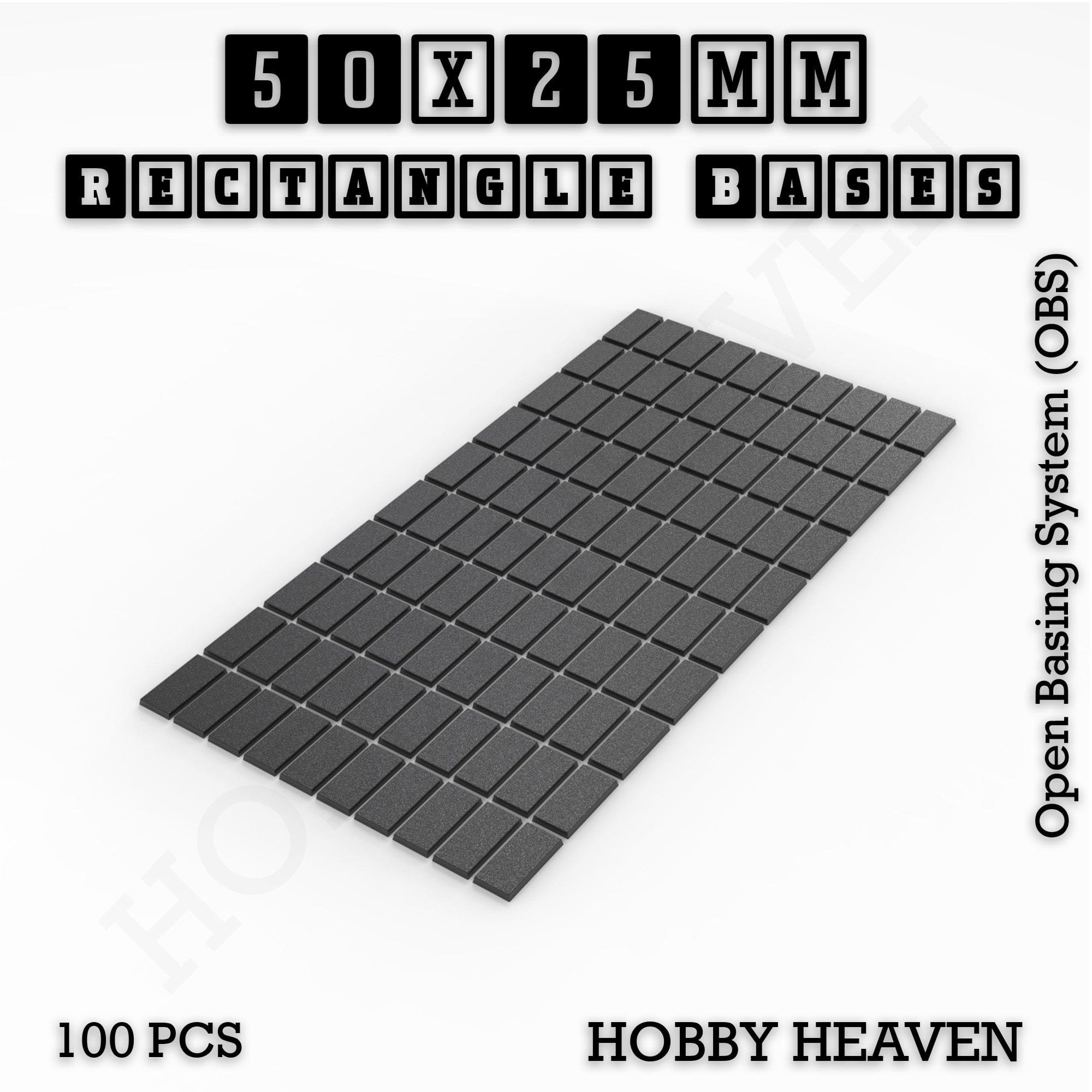 Base Rectangle Bases Range Sizes - 20x15mm to 75x25mm Small Sizes 3d Print Full Range Tabletop Games