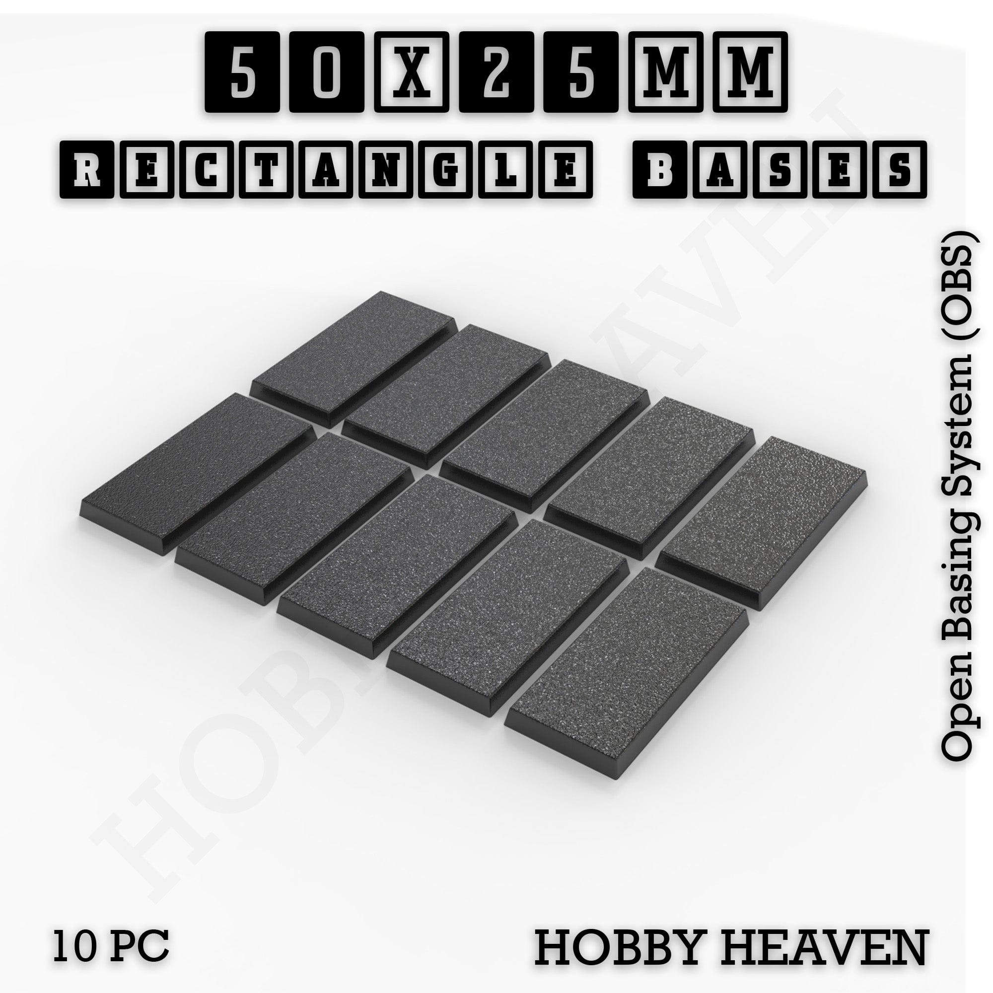 Base Rectangle Bases Range Sizes - 20x15mm to 75x25mm Small Sizes 3d Print Full Range Tabletop Games