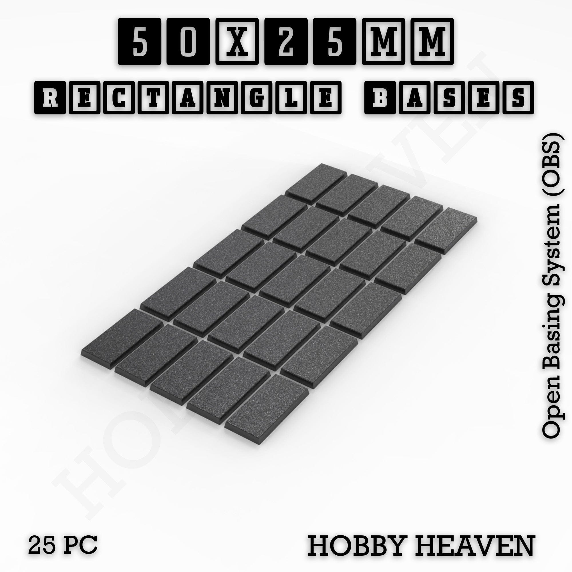 Base Rectangle Bases Range Sizes - 20x15mm to 75x25mm Small Sizes 3d Print Full Range Tabletop Games