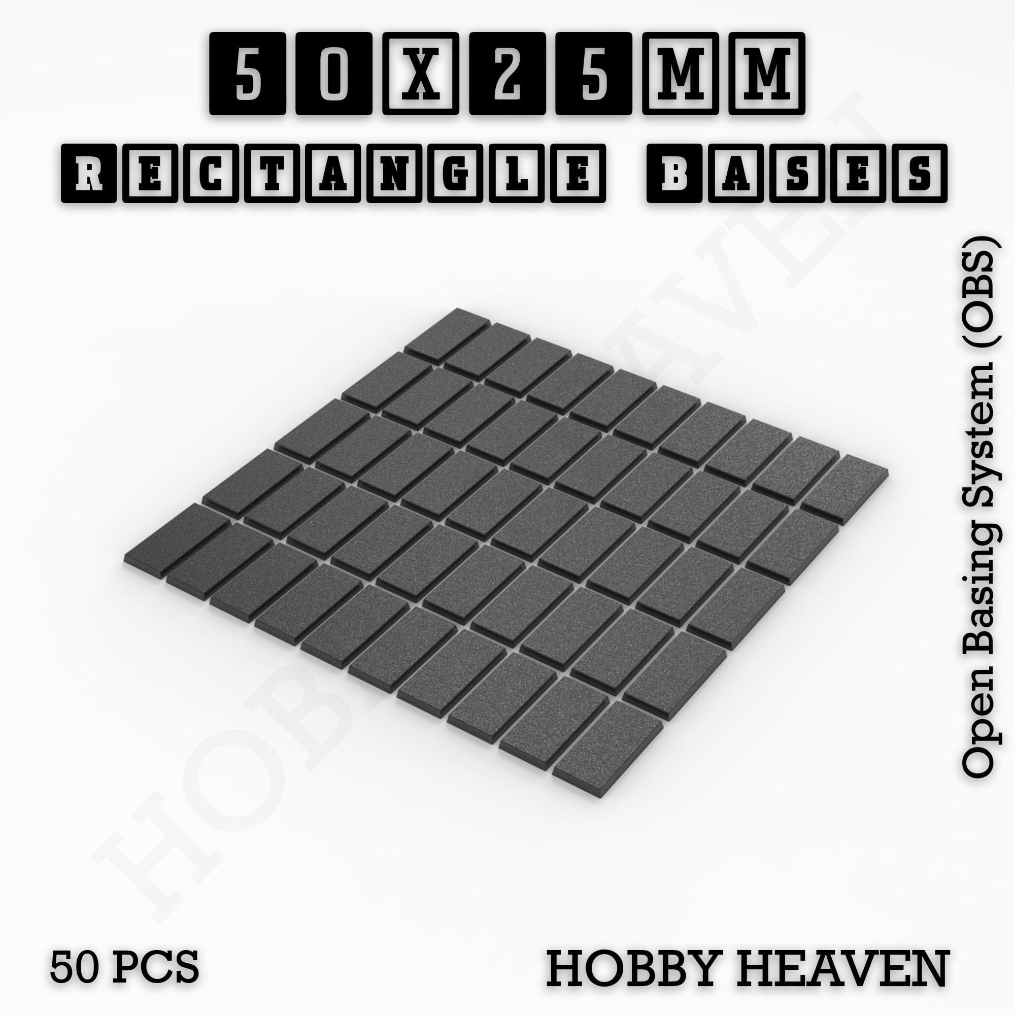 Base Rectangle Bases Range Sizes - 20x15mm to 75x25mm Small Sizes 3d Print Full Range Tabletop Games
