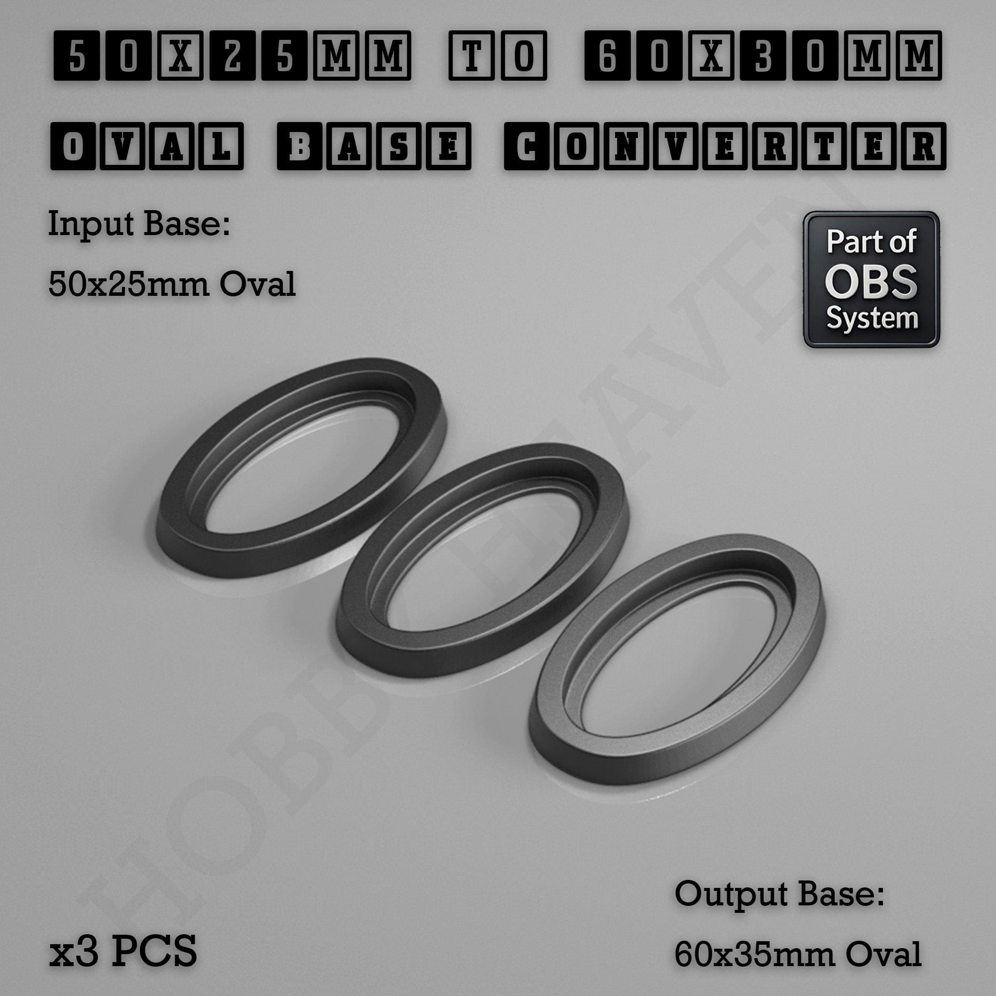 Base Oval To Oval Bases Size Converters 3d Print Full Range