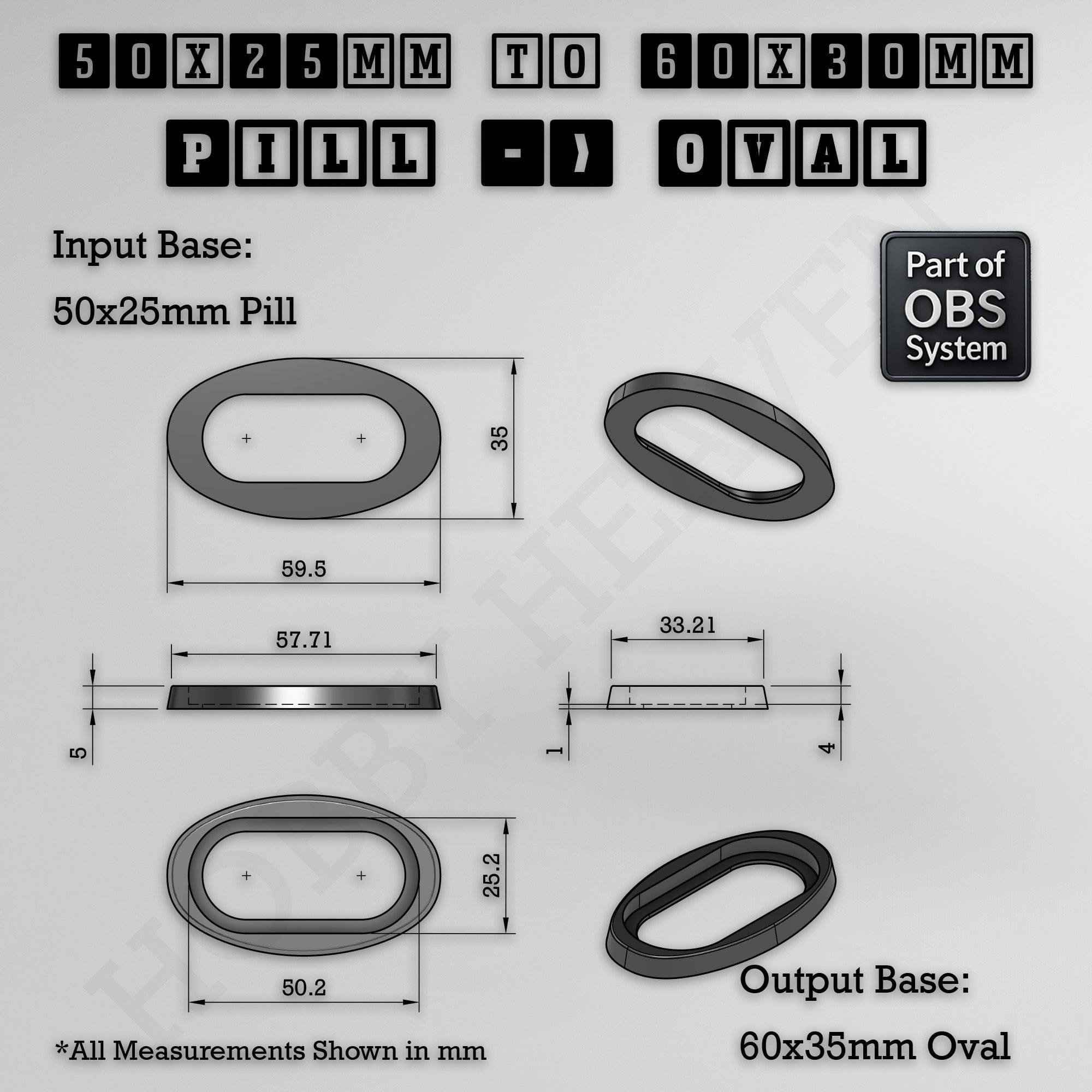 Base Oval To Oval Bases Size Converters 3d Print Full Range