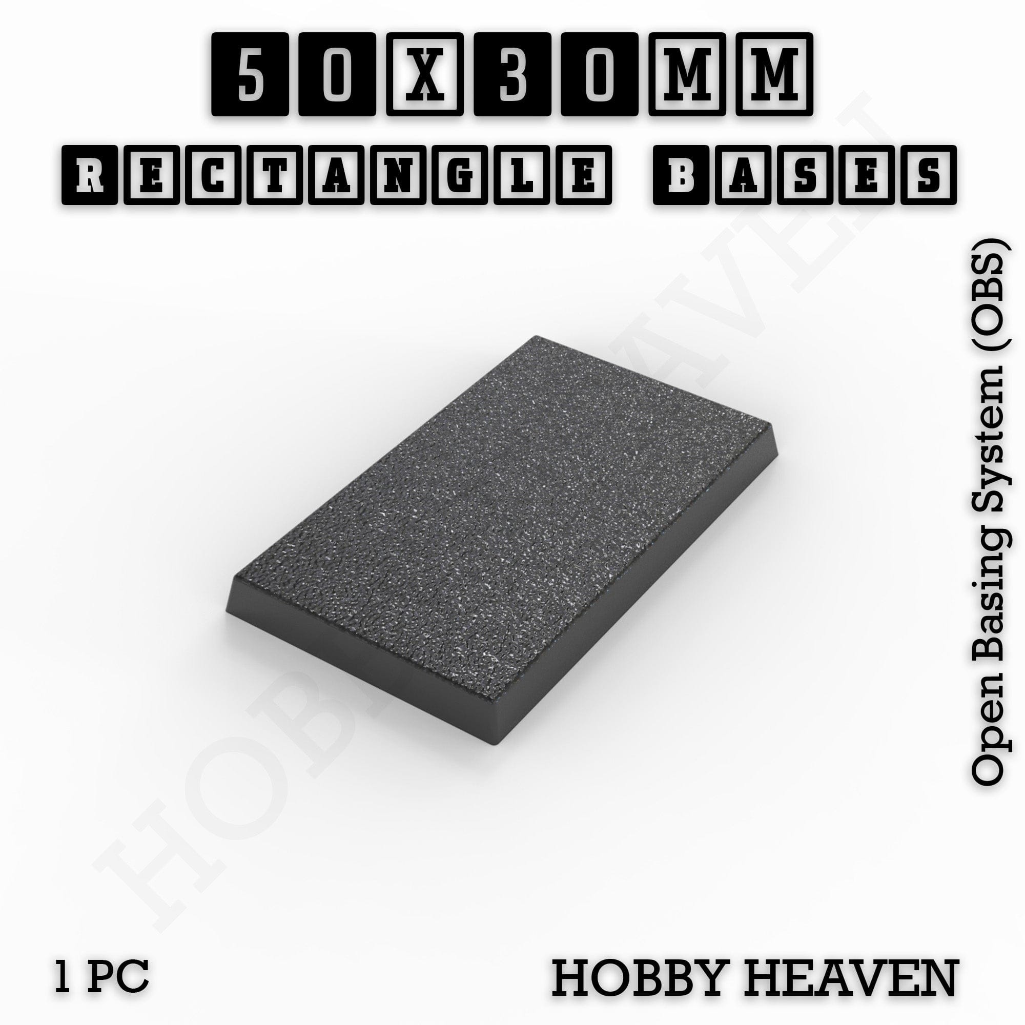 Base Rectangle Bases Range Sizes - 20x15mm to 75x25mm Small Sizes 3d Print Full Range Tabletop Games