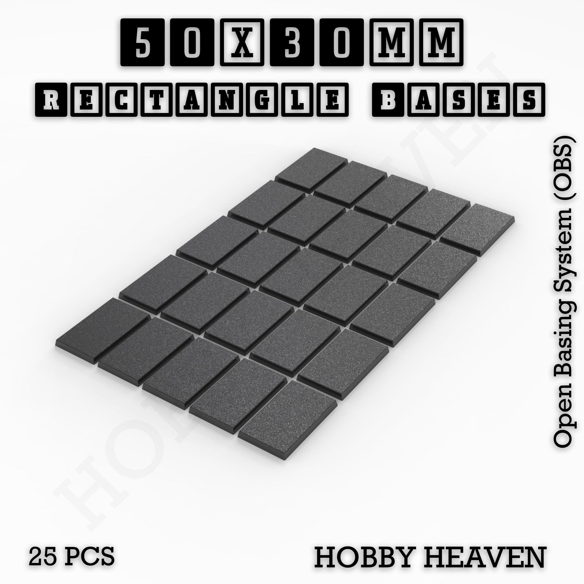 Base Rectangle Bases Range Sizes - 20x15mm to 75x25mm Small Sizes 3d Print Full Range Tabletop Games