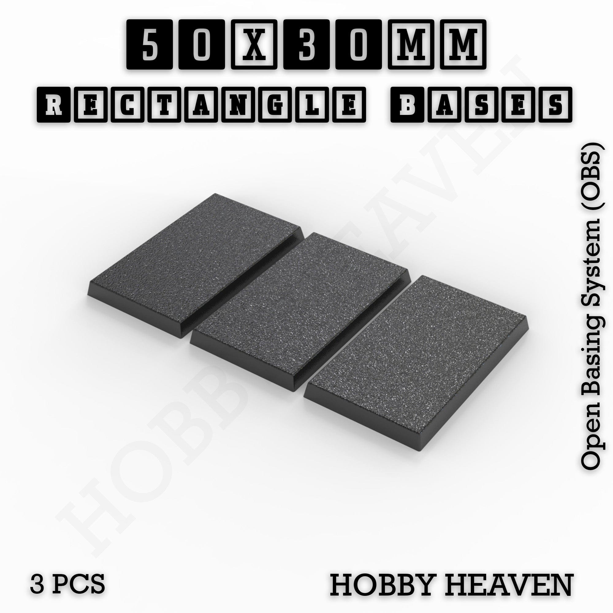 Base Rectangle Bases Range Sizes - 20x15mm to 75x25mm Small Sizes 3d Print Full Range Tabletop Games