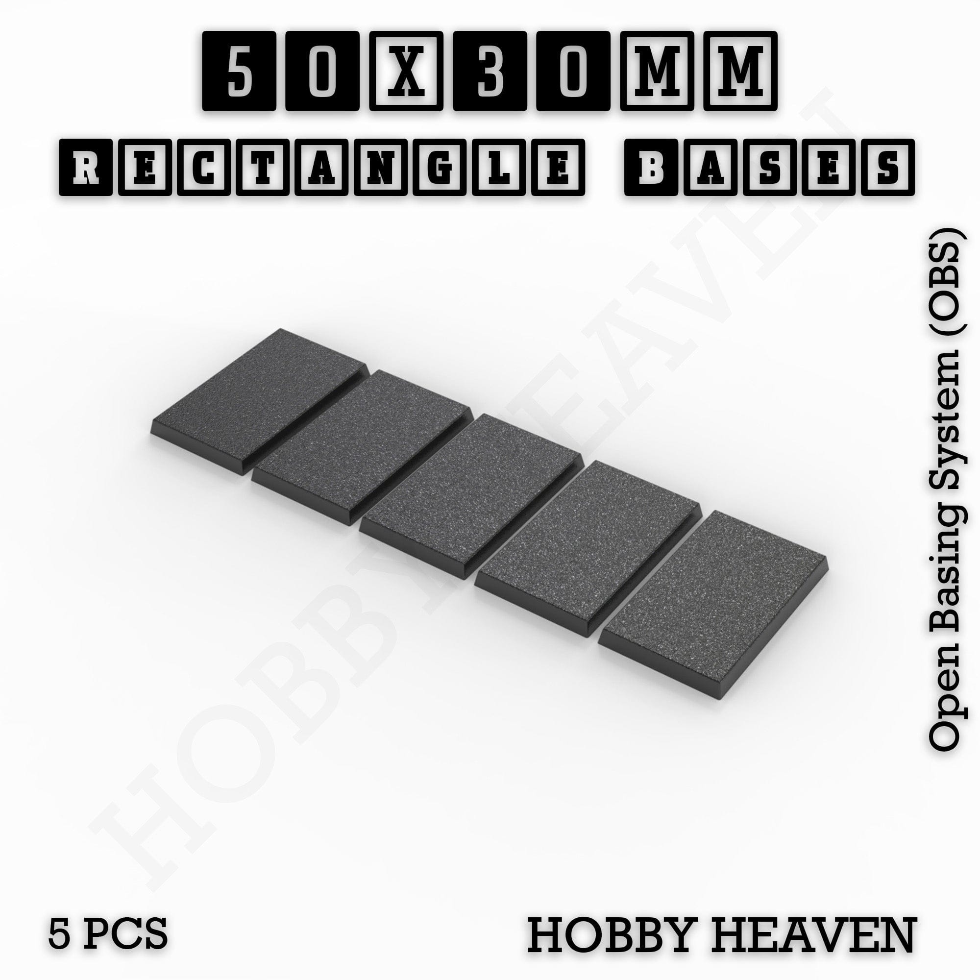 Base Rectangle Bases Range Sizes - 20x15mm to 75x25mm Small Sizes 3d Print Full Range Tabletop Games