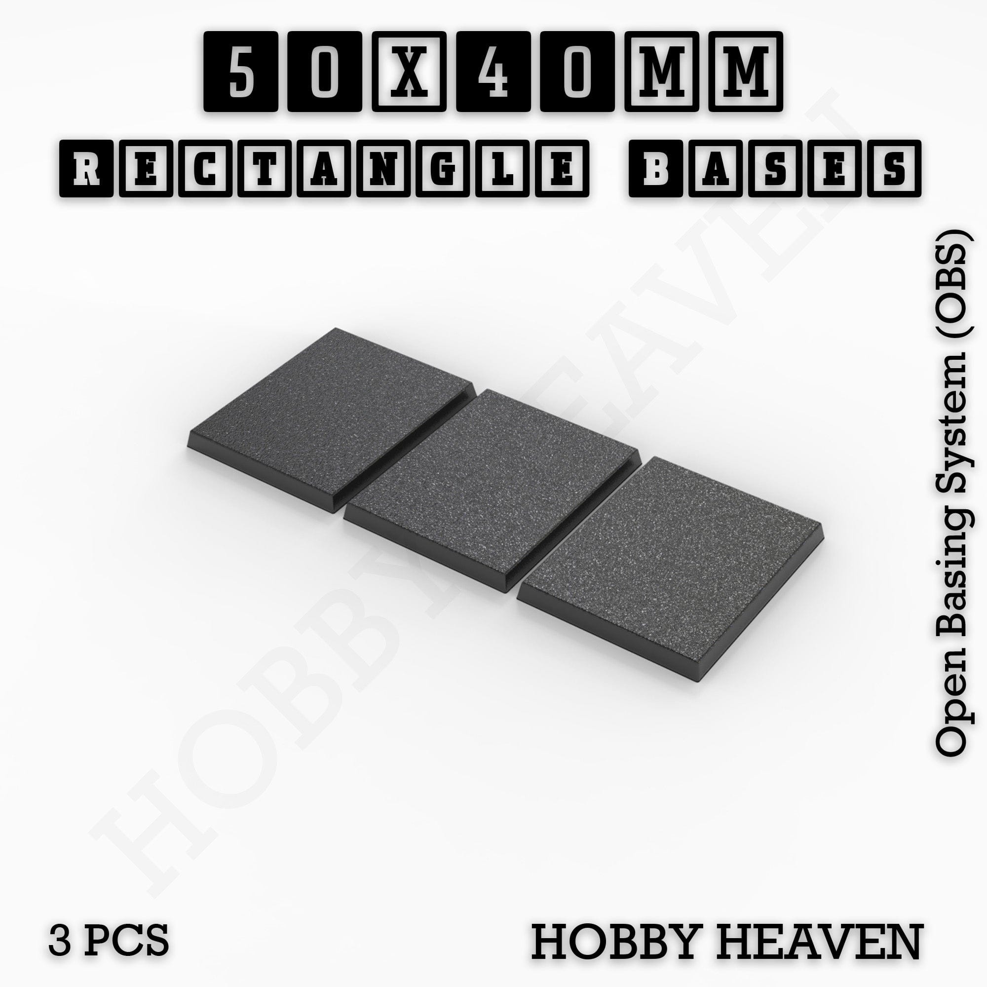 Base Rectangle Bases Range Sizes - 20x15mm to 75x25mm Small Sizes 3d Print Full Range Tabletop Games