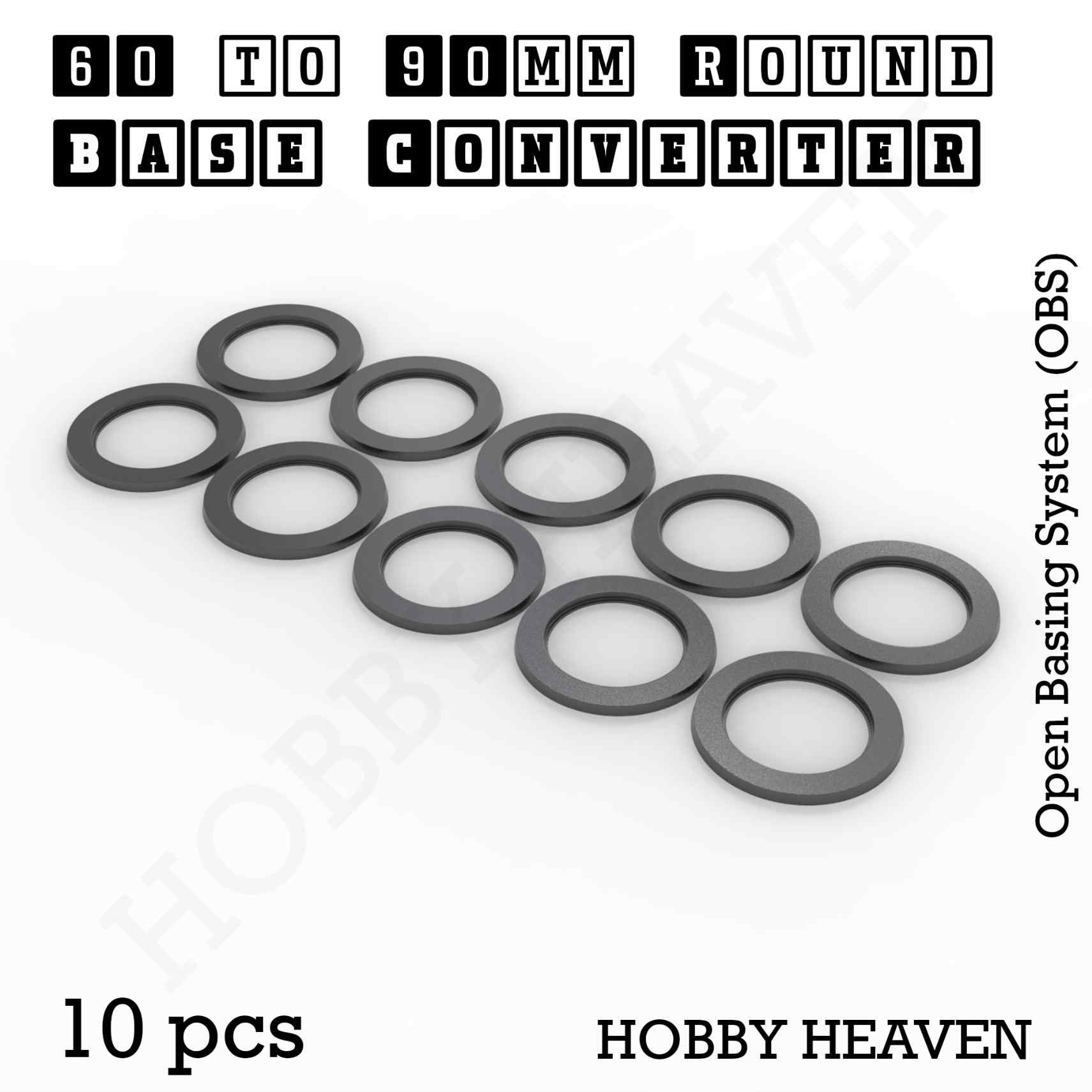 Base 80 to 90mm round bases Converters x10 pcs Round Bases Size Converters Round to Round 3d Print Full Range