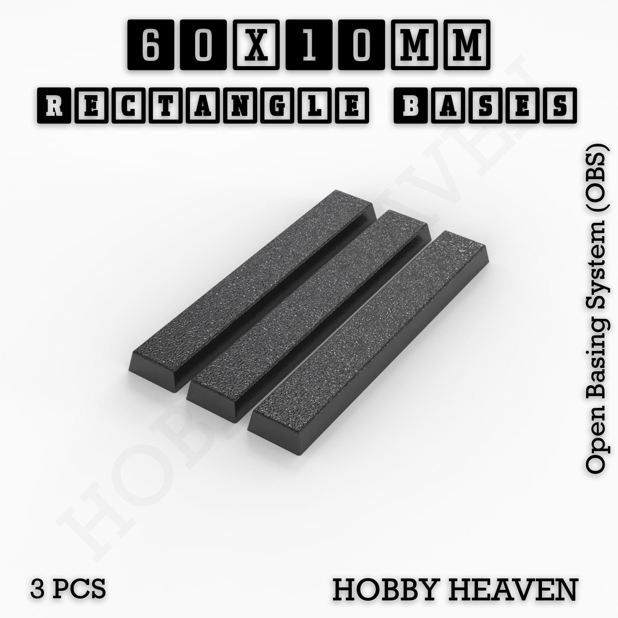 Base Rectangle Bases Range Sizes - 20x15mm to 75x25mm Small Sizes 3d Print Full Range Tabletop Games