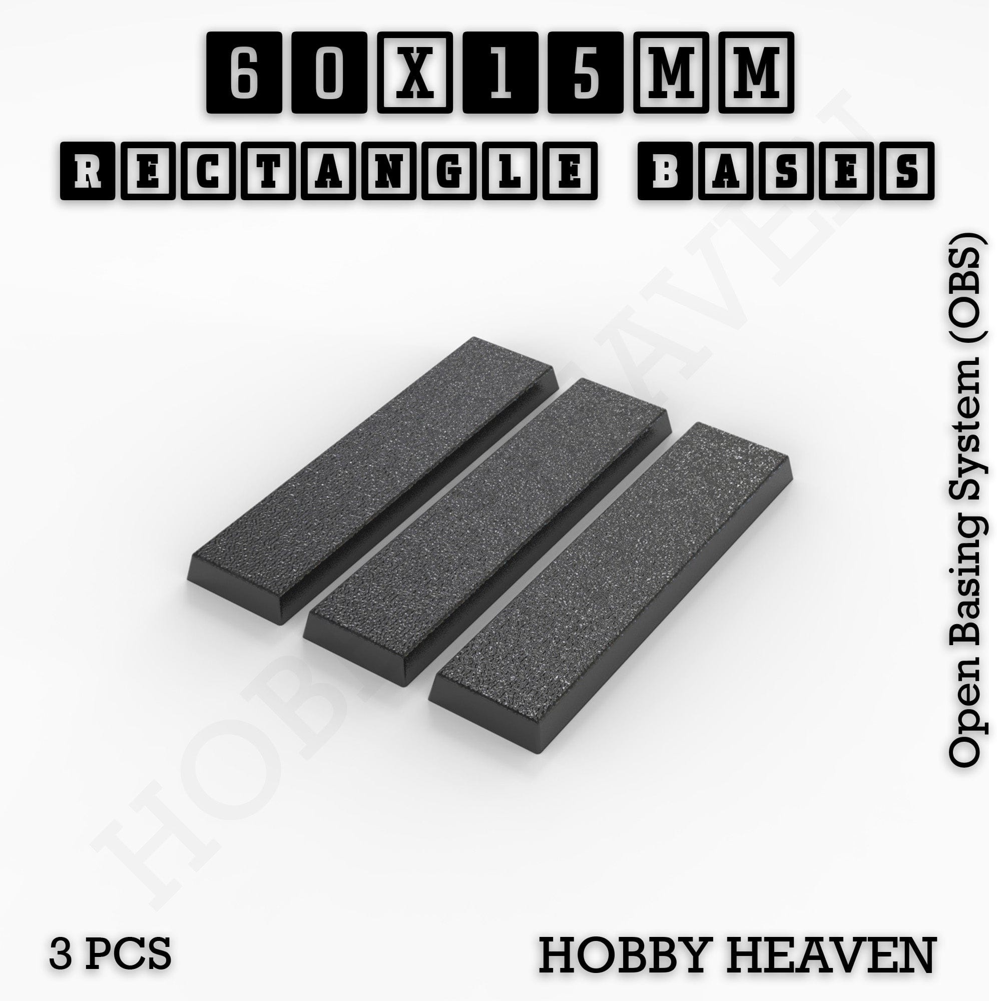 Base Rectangle Bases Range Sizes - 20x15mm to 75x25mm Small Sizes 3d Print Full Range Tabletop Games