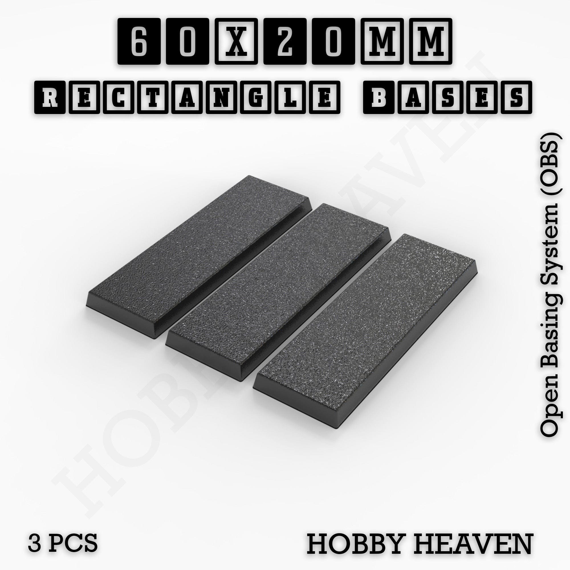 Base Rectangle Bases Range Sizes - 20x15mm to 75x25mm Small Sizes 3d Print Full Range Tabletop Games