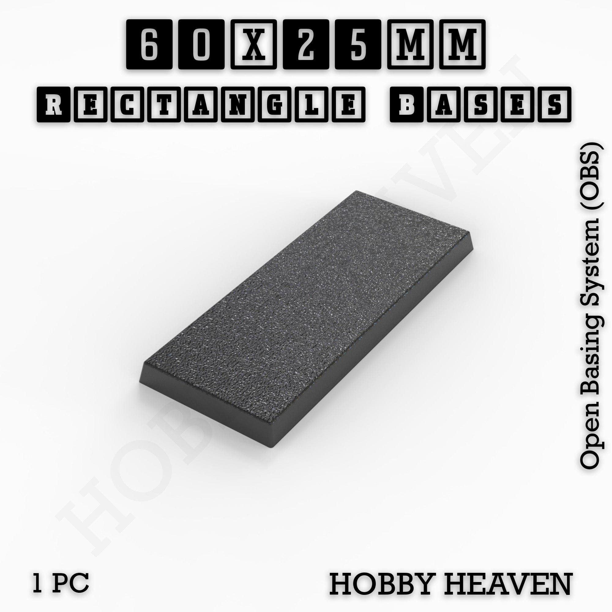 Base Rectangle Bases Range Sizes - 20x15mm to 75x25mm Small Sizes 3d Print Full Range Tabletop Games