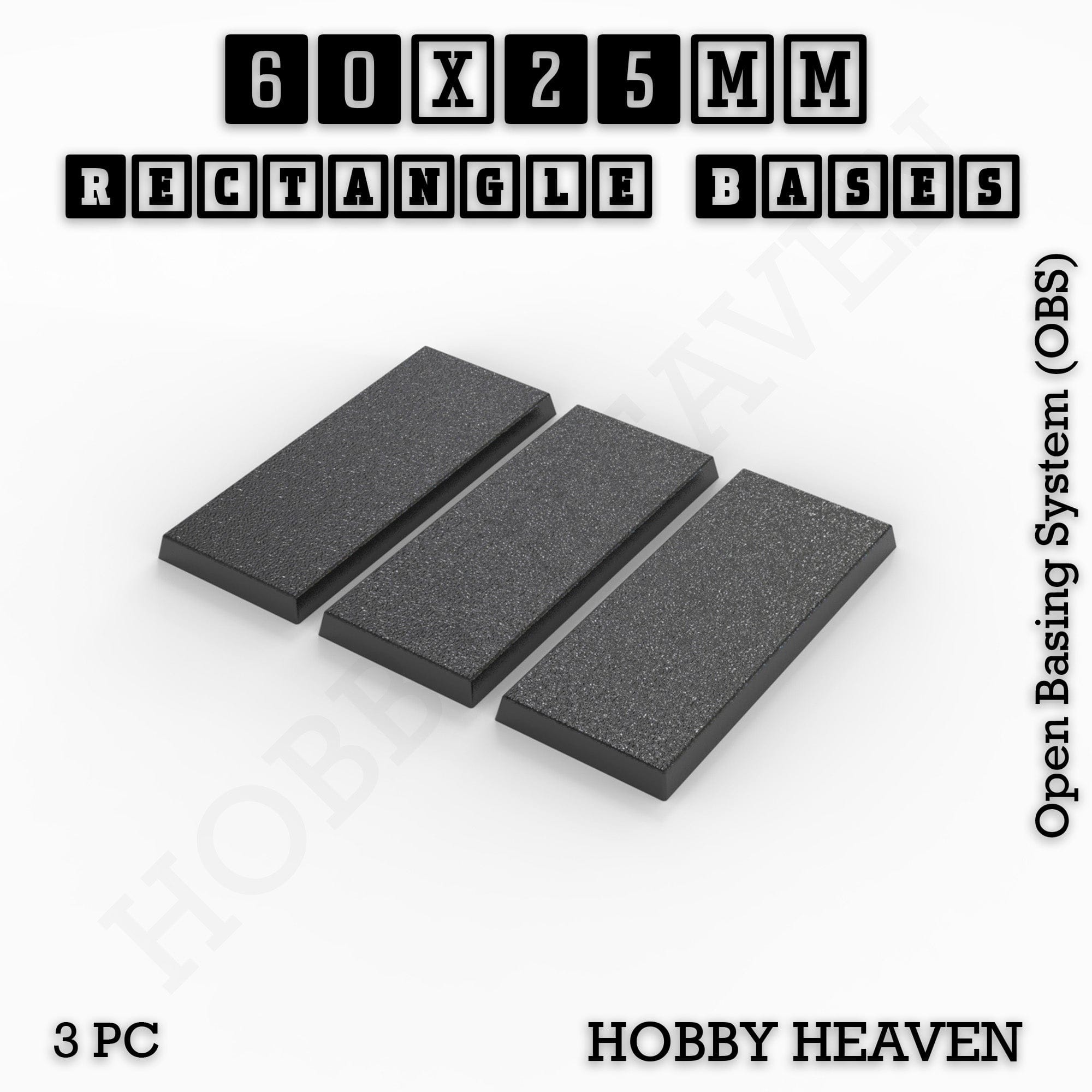 Base Rectangle Bases Range Sizes - 20x15mm to 75x25mm Small Sizes 3d Print Full Range Tabletop Games