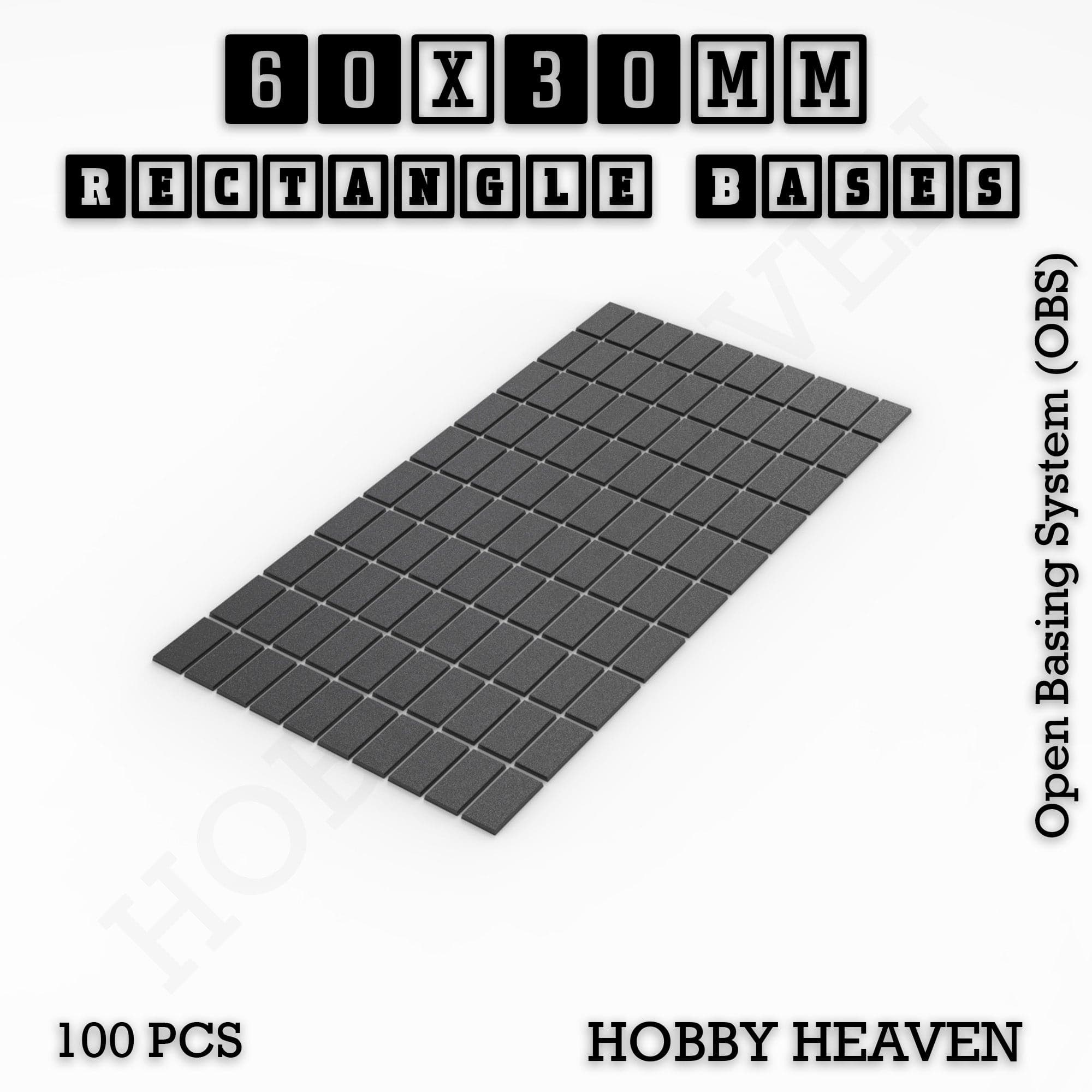 Base Rectangle Bases Range Sizes - 20x15mm to 75x25mm Small Sizes 3d Print Full Range Tabletop Games
