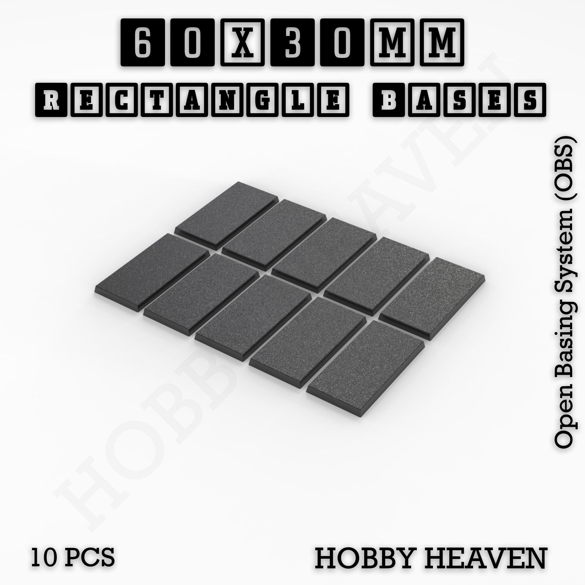 Base Rectangle Bases Range Sizes - 20x15mm to 75x25mm Small Sizes 3d Print Full Range Tabletop Games