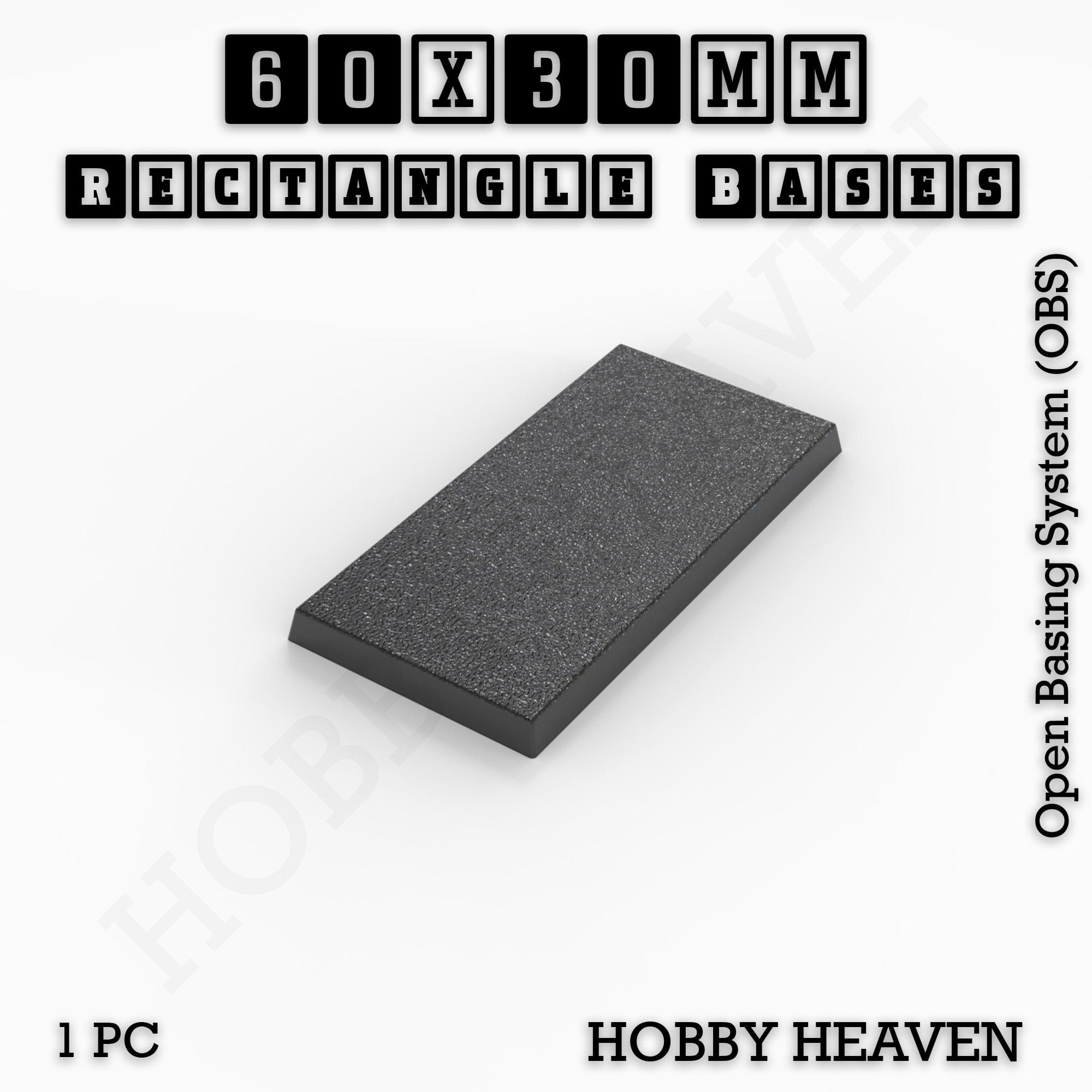Base Rectangle Bases Range Sizes - 20x15mm to 75x25mm Small Sizes 3d Print Full Range Tabletop Games