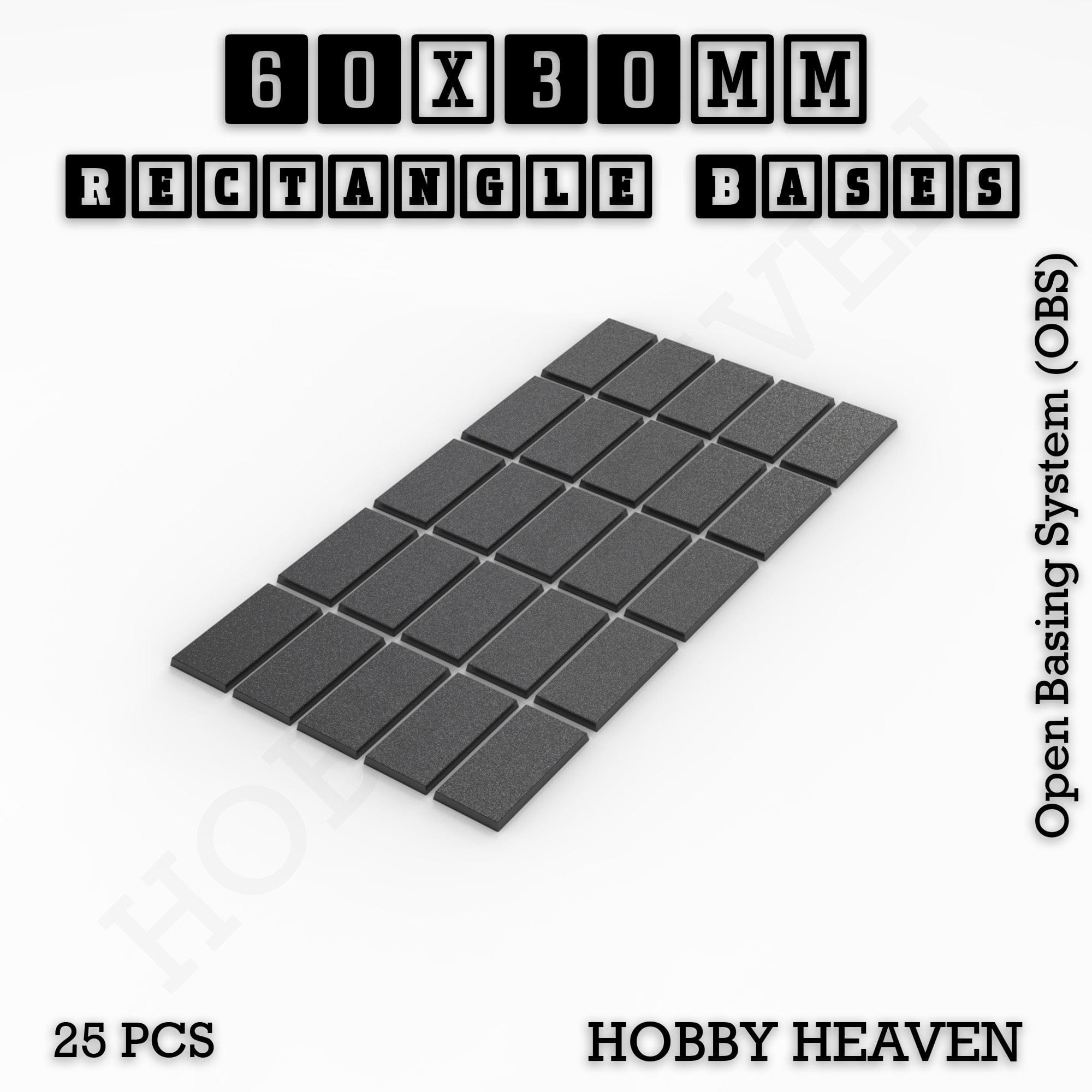 Base Rectangle Bases Range Sizes - 20x15mm to 75x25mm Small Sizes 3d Print Full Range Tabletop Games