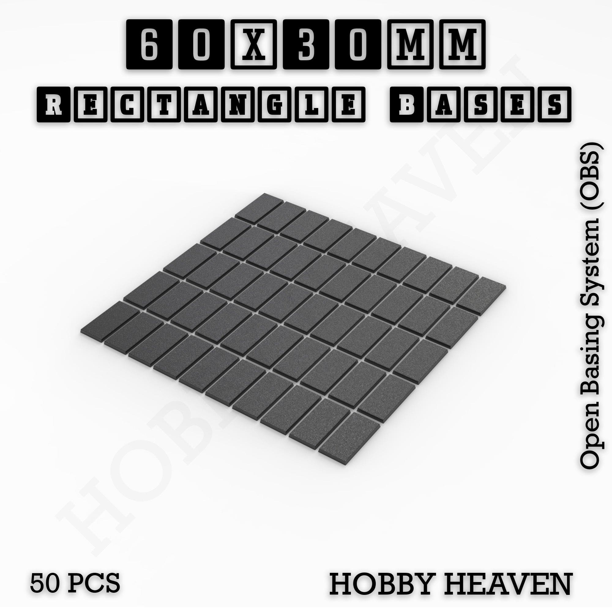 Base Rectangle Bases Range Sizes - 20x15mm to 75x25mm Small Sizes 3d Print Full Range Tabletop Games