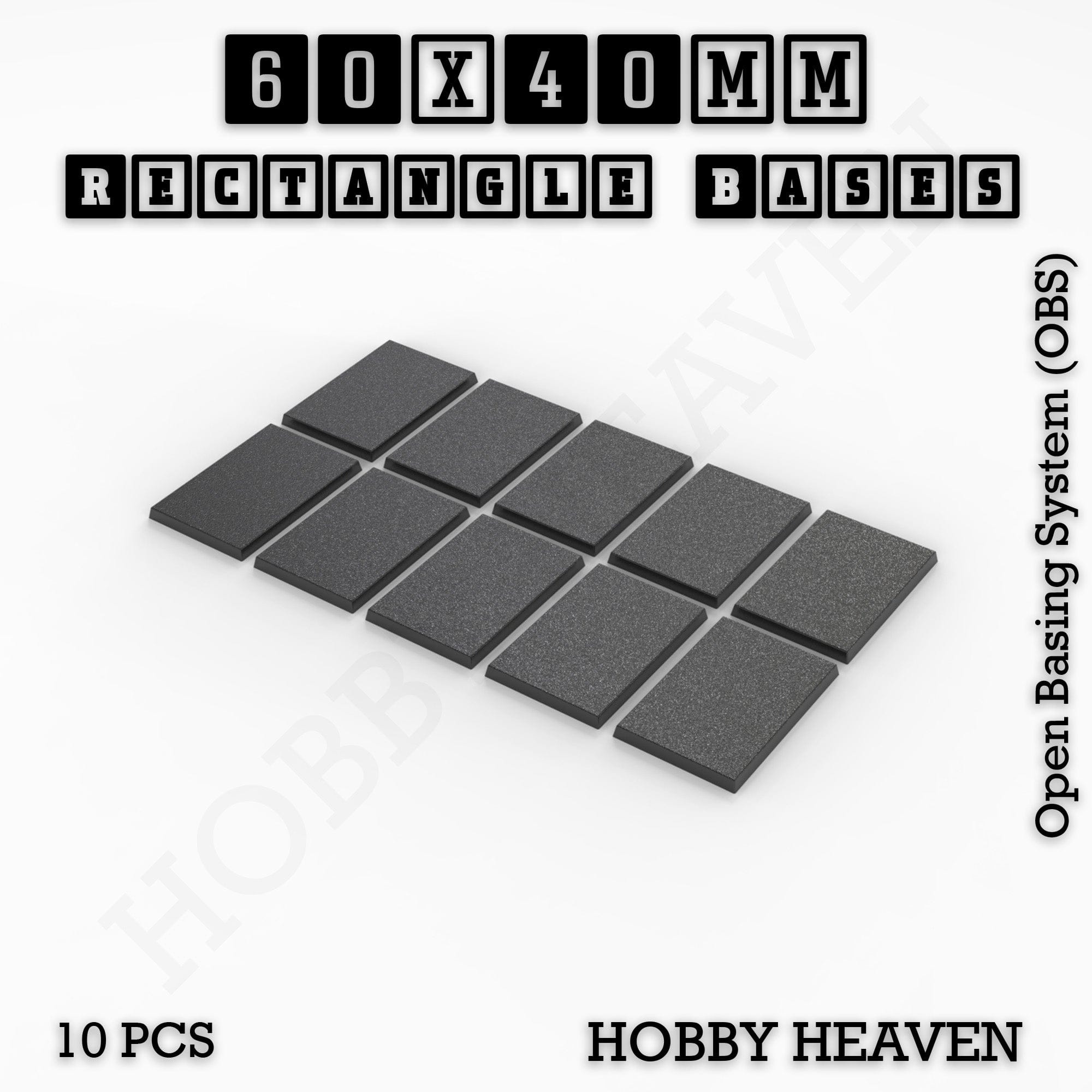 Base Rectangle Bases Range Sizes - 20x15mm to 75x25mm Small Sizes 3d Print Full Range Tabletop Games