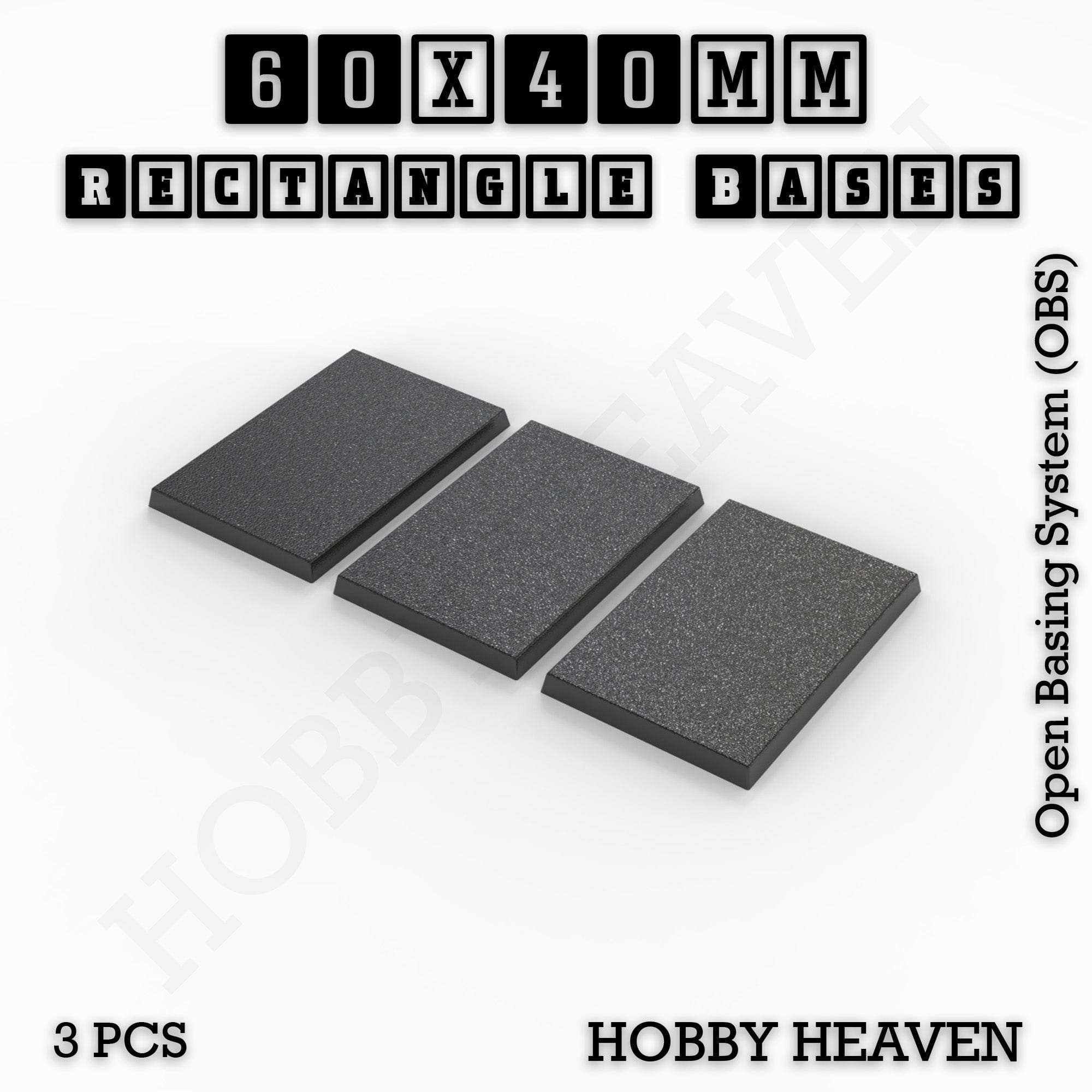 Base Rectangle Bases Range Sizes - 20x15mm to 75x25mm Small Sizes 3d Print Full Range Tabletop Games