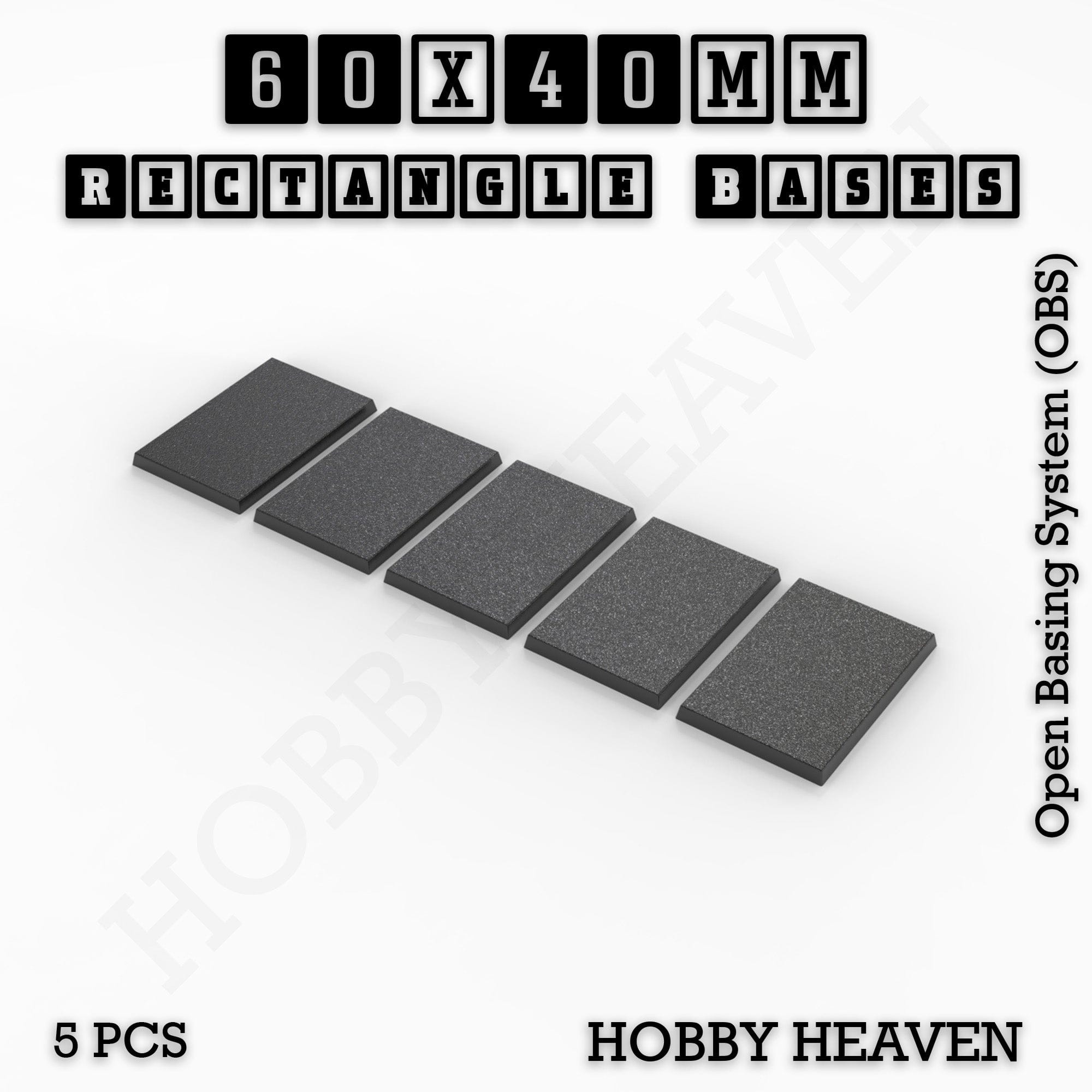Base Rectangle Bases Range Sizes - 20x15mm to 75x25mm Small Sizes 3d Print Full Range Tabletop Games