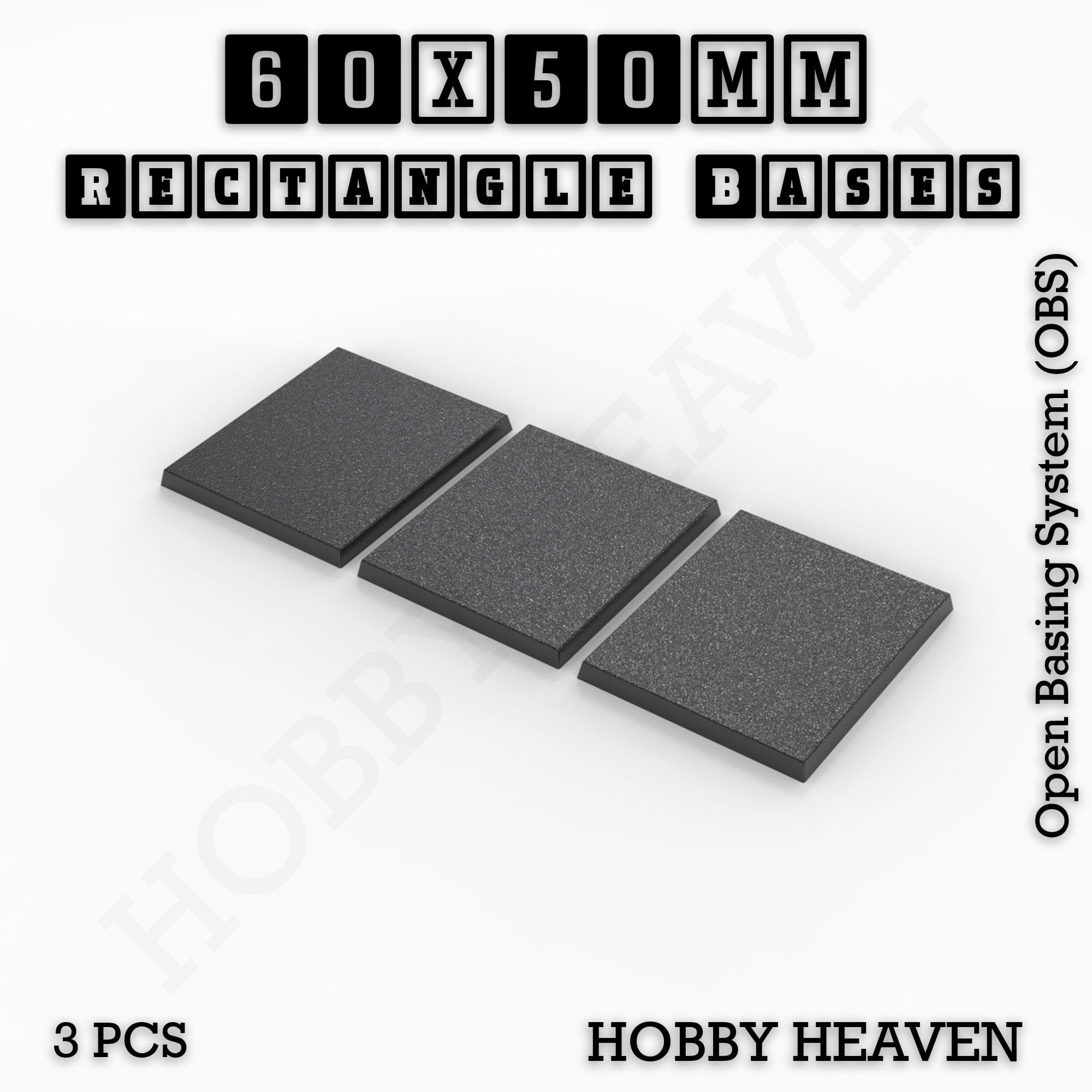 Base Rectangle Bases Range Sizes - 20x15mm to 75x25mm Small Sizes 3d Print Full Range Tabletop Games
