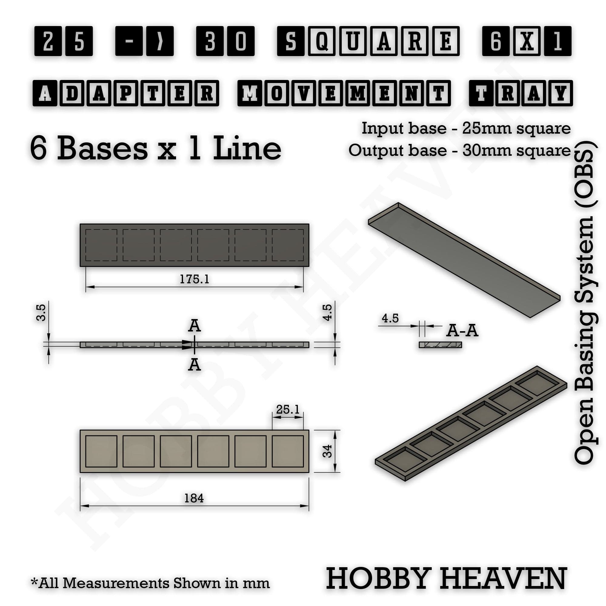 Movement Tray Square and Rectangle Movement Trays Adapters for Tabletop Games