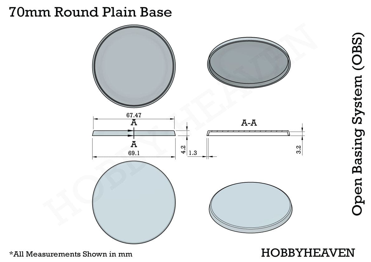 Base 70mm Round Plain Plastic Bases