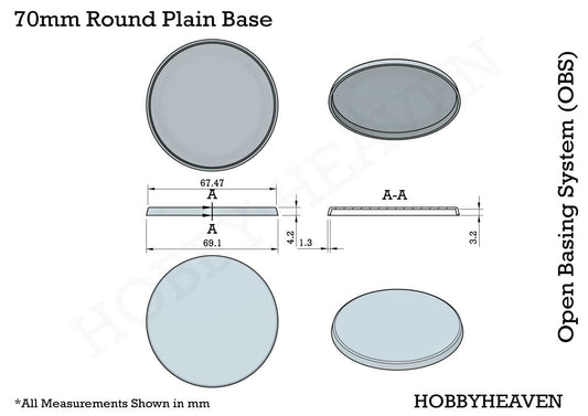 Base 70mm Round Plain Plastic Bases