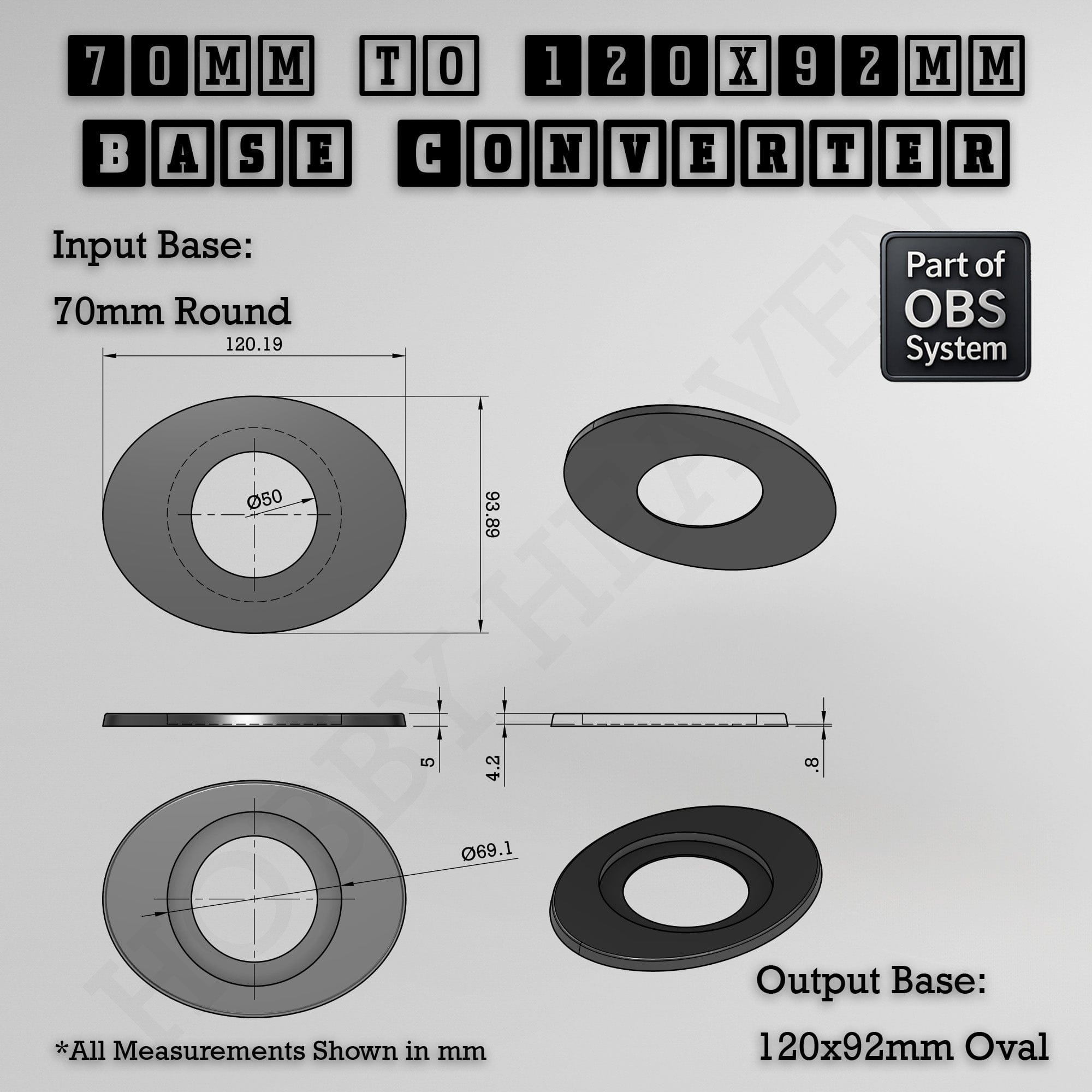 Base Round To Oval Bases Size Converters 3d Print Full Range