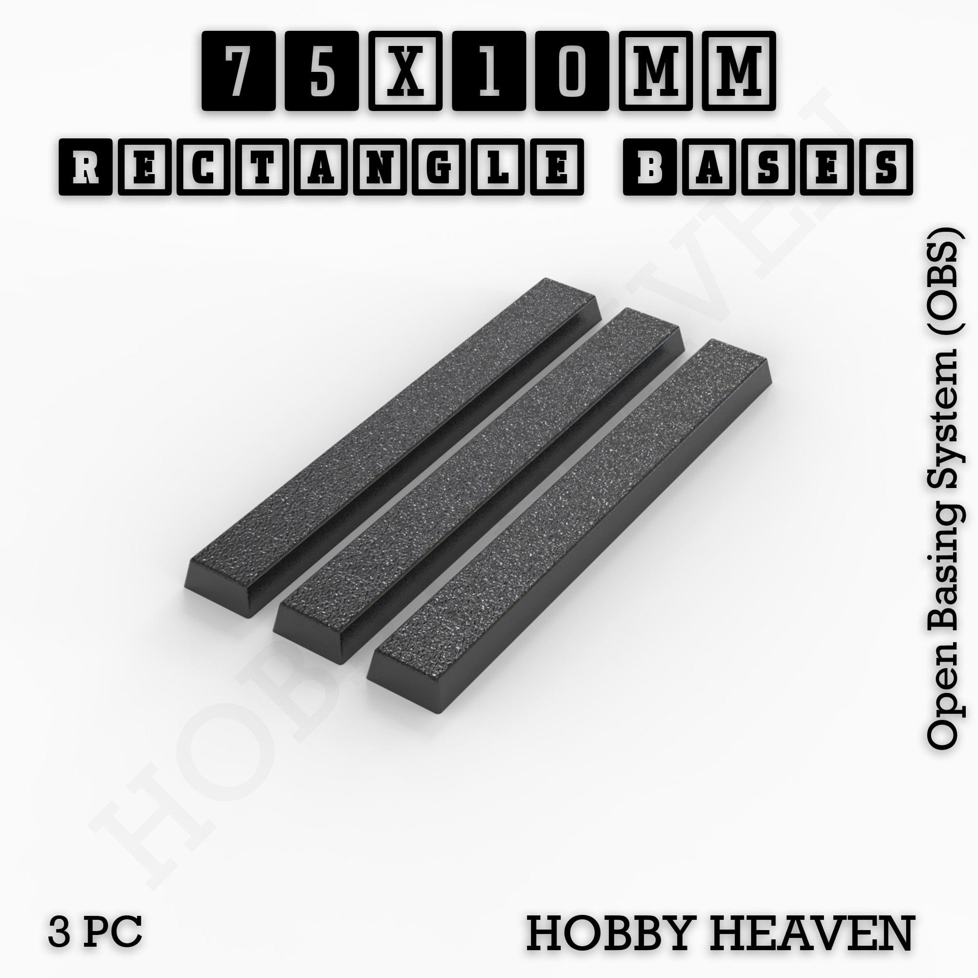 Base Rectangle Bases Range Sizes - 20x15mm to 75x25mm Small Sizes 3d Print Full Range Tabletop Games
