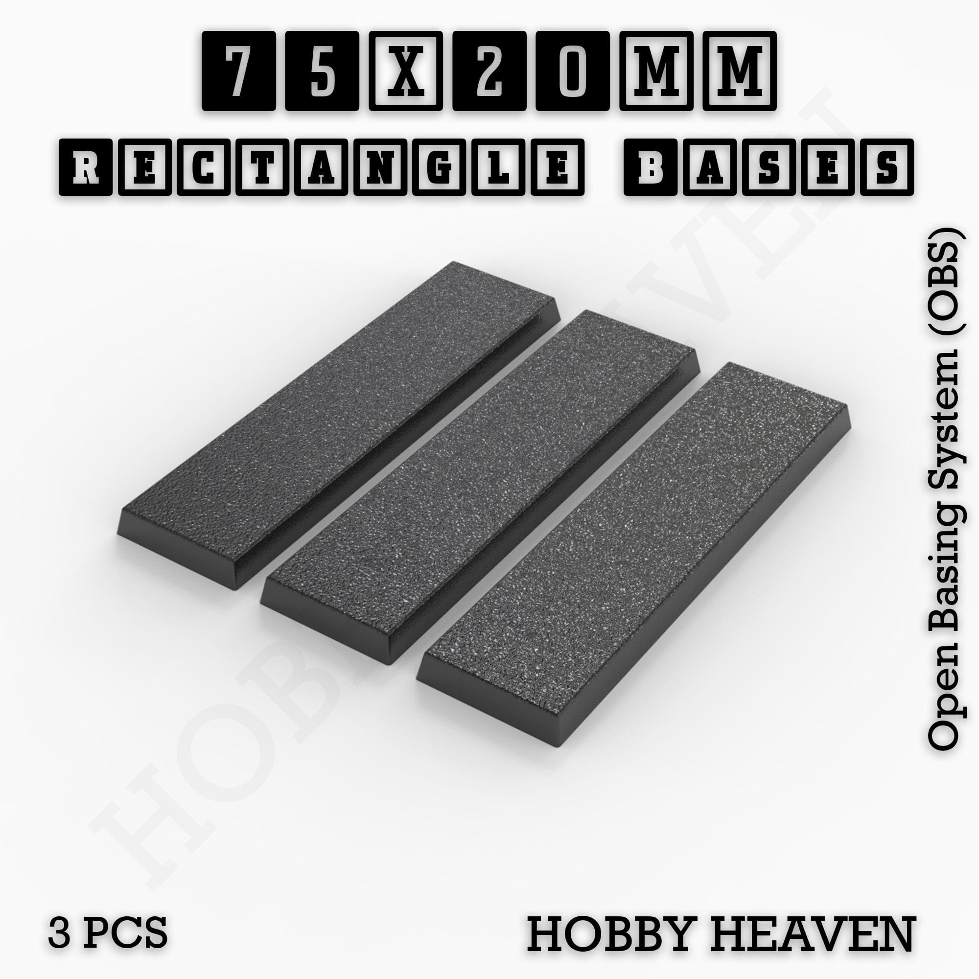 Base Rectangle Bases Range Sizes - 20x15mm to 75x25mm Small Sizes 3d Print Full Range Tabletop Games