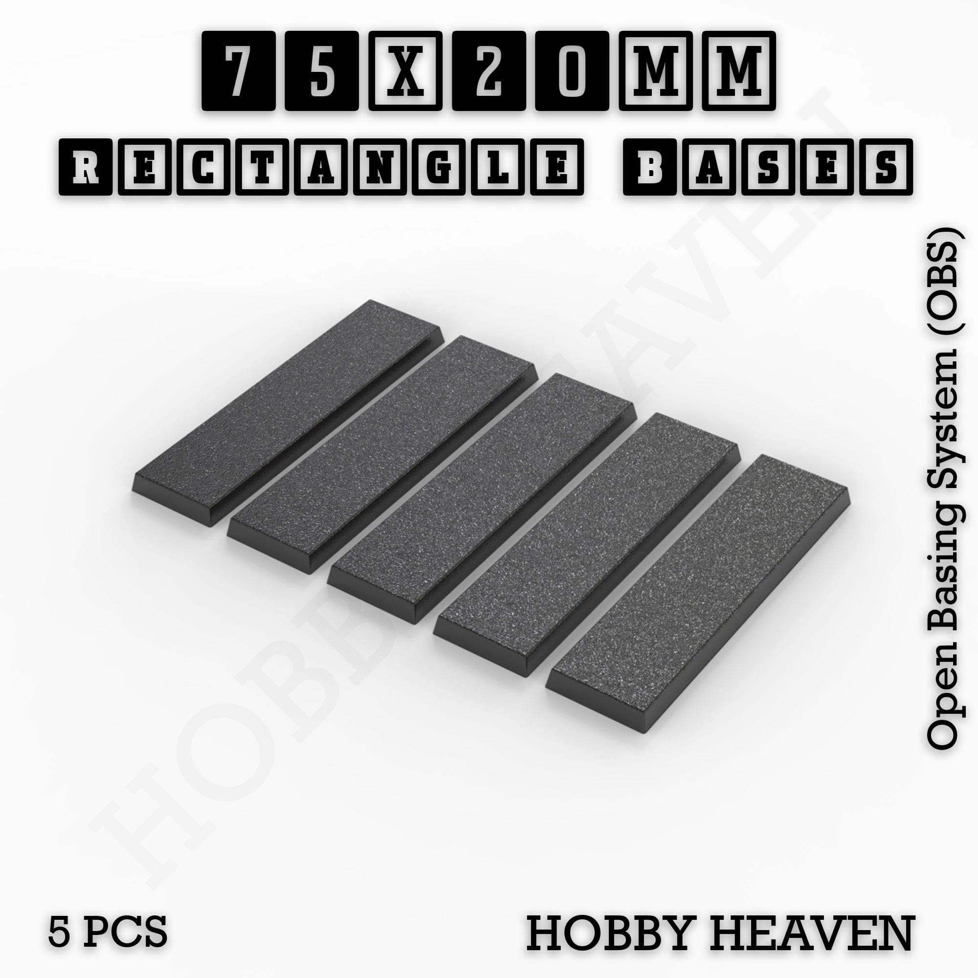 Base Rectangle Bases Range Sizes - 20x15mm to 75x25mm Small Sizes 3d Print Full Range Tabletop Games