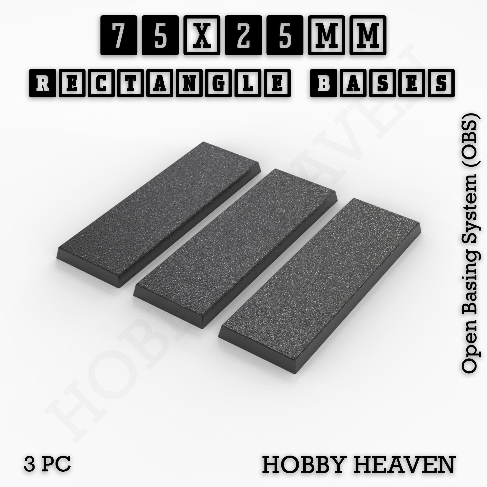 Base Rectangle Bases Range Sizes - 20x15mm to 75x25mm Small Sizes 3d Print Full Range Tabletop Games