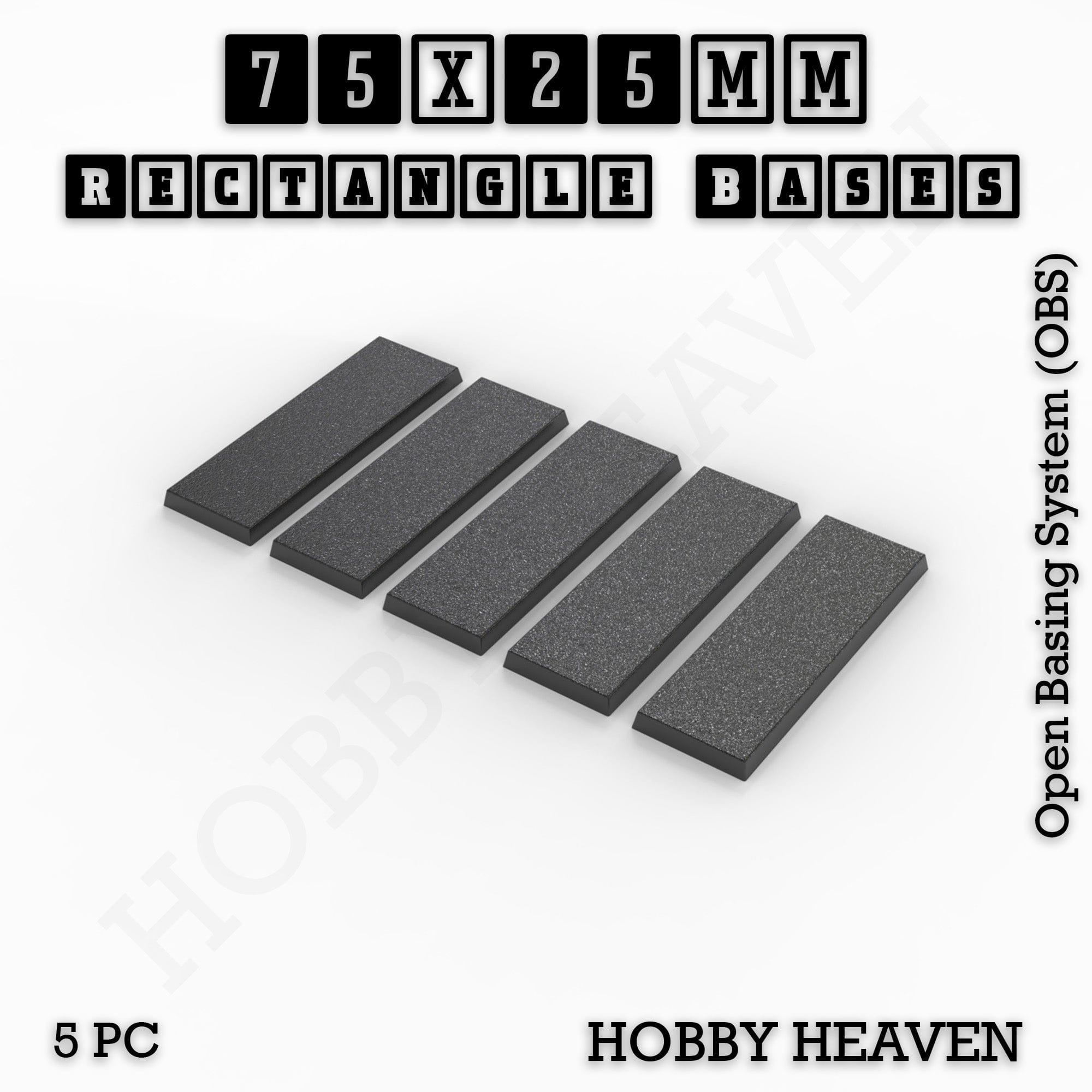 Base Rectangle Bases Range Sizes - 20x15mm to 75x25mm Small Sizes 3d Print Full Range Tabletop Games
