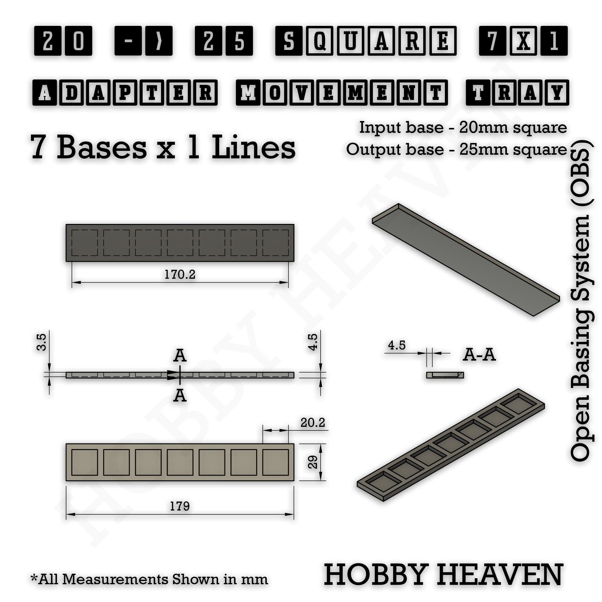 Movement Tray Square and Rectangle Movement Trays Adapters for Tabletop Games