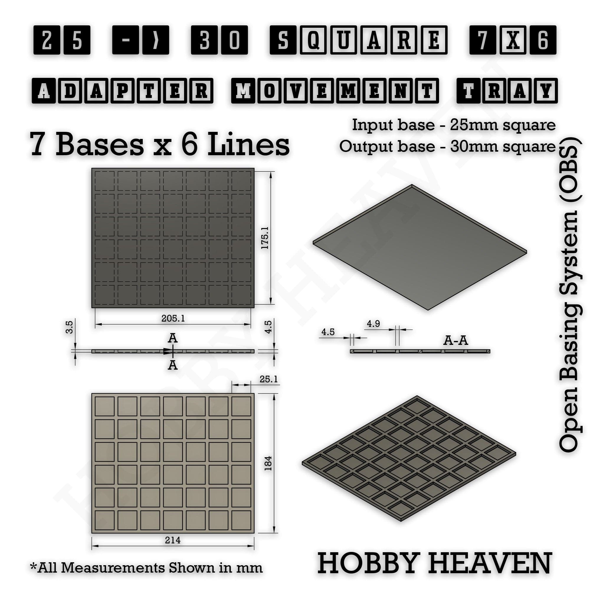 Movement Tray Square and Rectangle Movement Trays Adapters for Tabletop Games