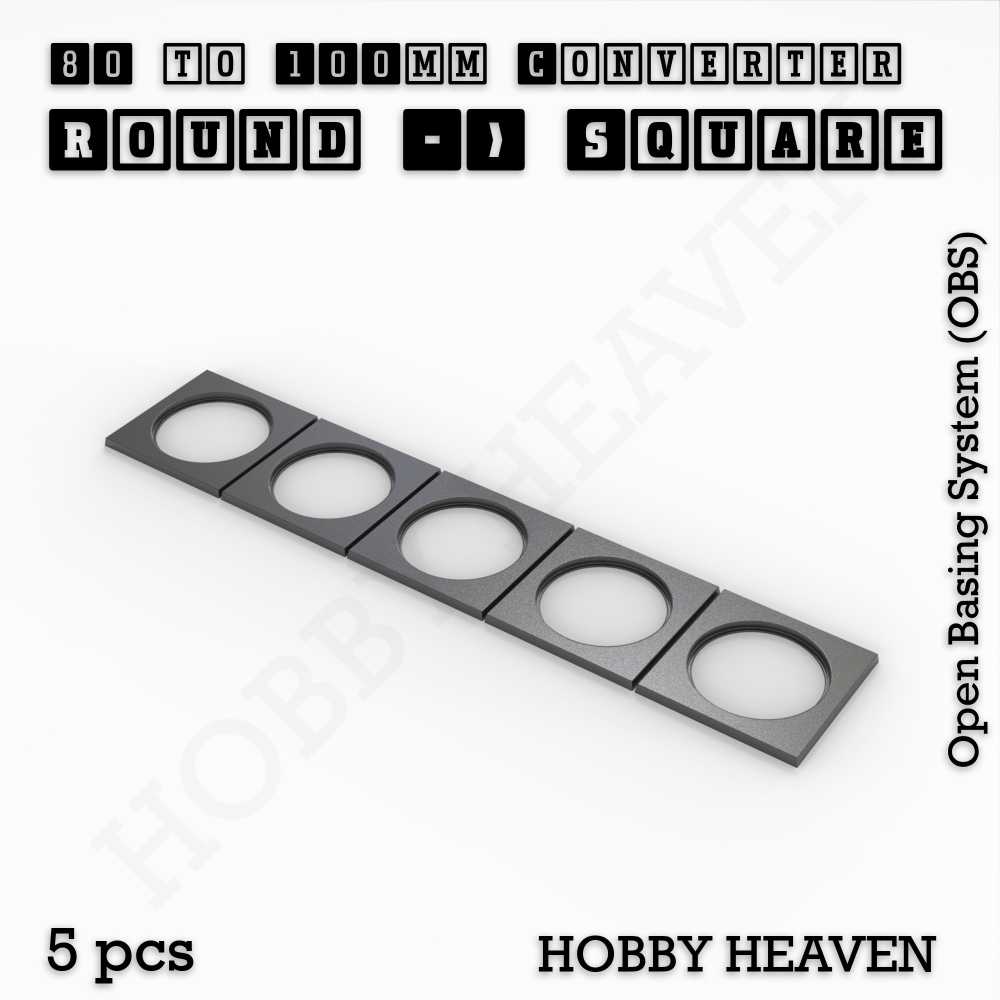 Base 80mm To 100mm Square Converter x5pcs Round to Square Bases Shape and Size Converters 3d Print Full Range