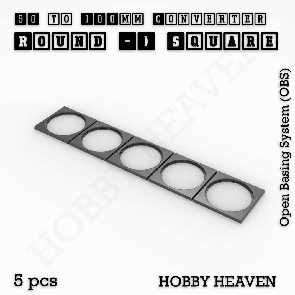Base 90mm To 100mm Square Converter x5pcs Round to Square Bases Shape and Size Converters 3d Print Full Range