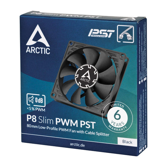 ARCTIC P8 Slim 8cm PWM PST Case Fan w/ Cable Splitter & Fluid Dynamic 300-3000 RPM 4895213704199
