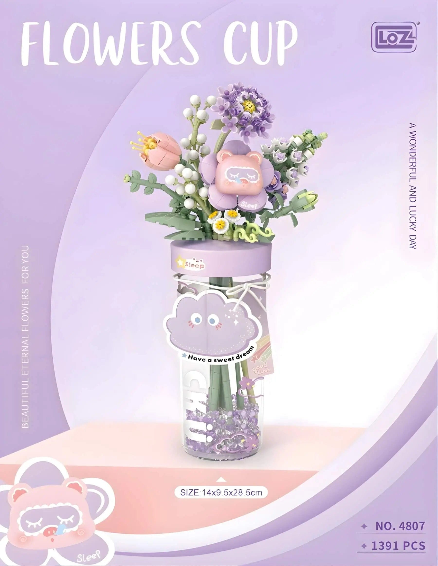 LOZ Tranquil Purple Flower Bouquet Cup 4807 6932691948078