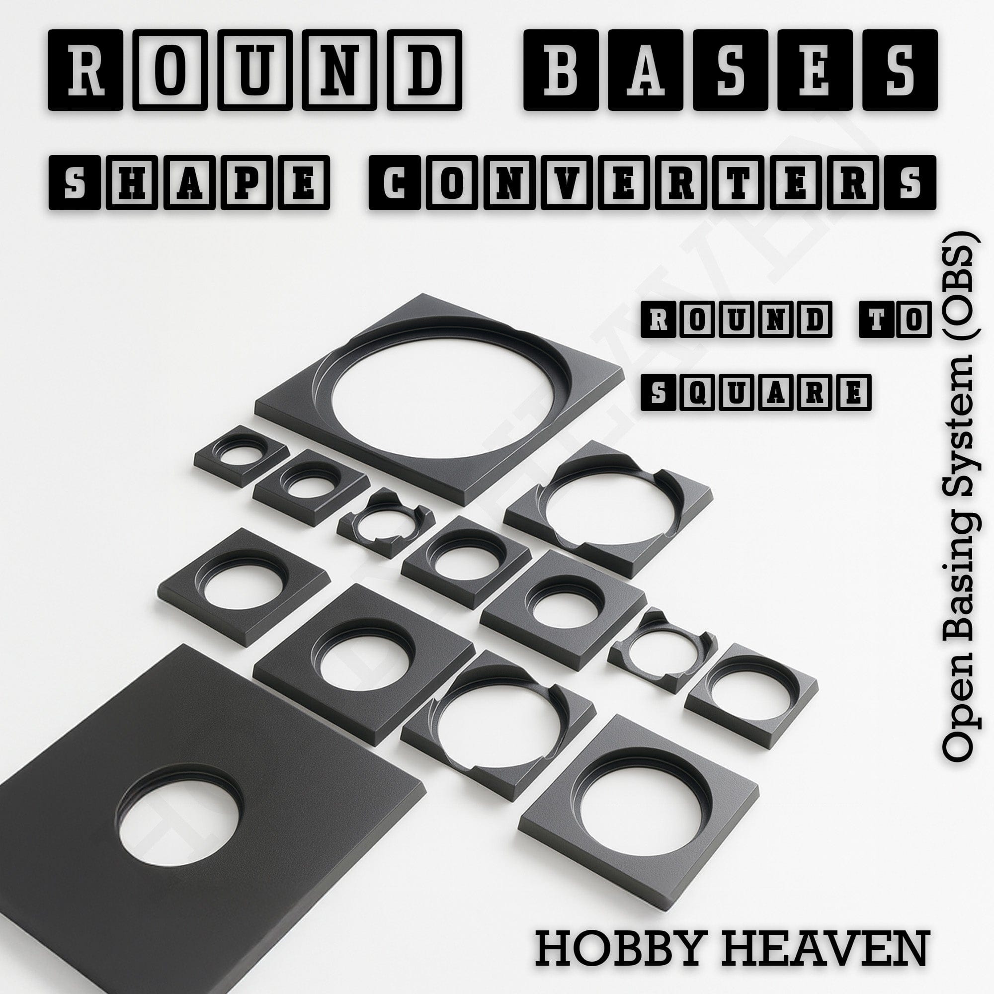 Base Round to Square Bases Shape and Size Converters 3d Print Full Range