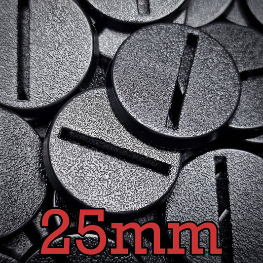 Base 25mm Round Slotted Bases for Wargaming Miniatures | Durable Plastic | Compatible with Popular Tabletop Games