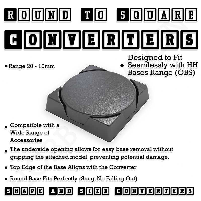 Base Round to Square Bases Shape and Size Converters 3d Print Full Range