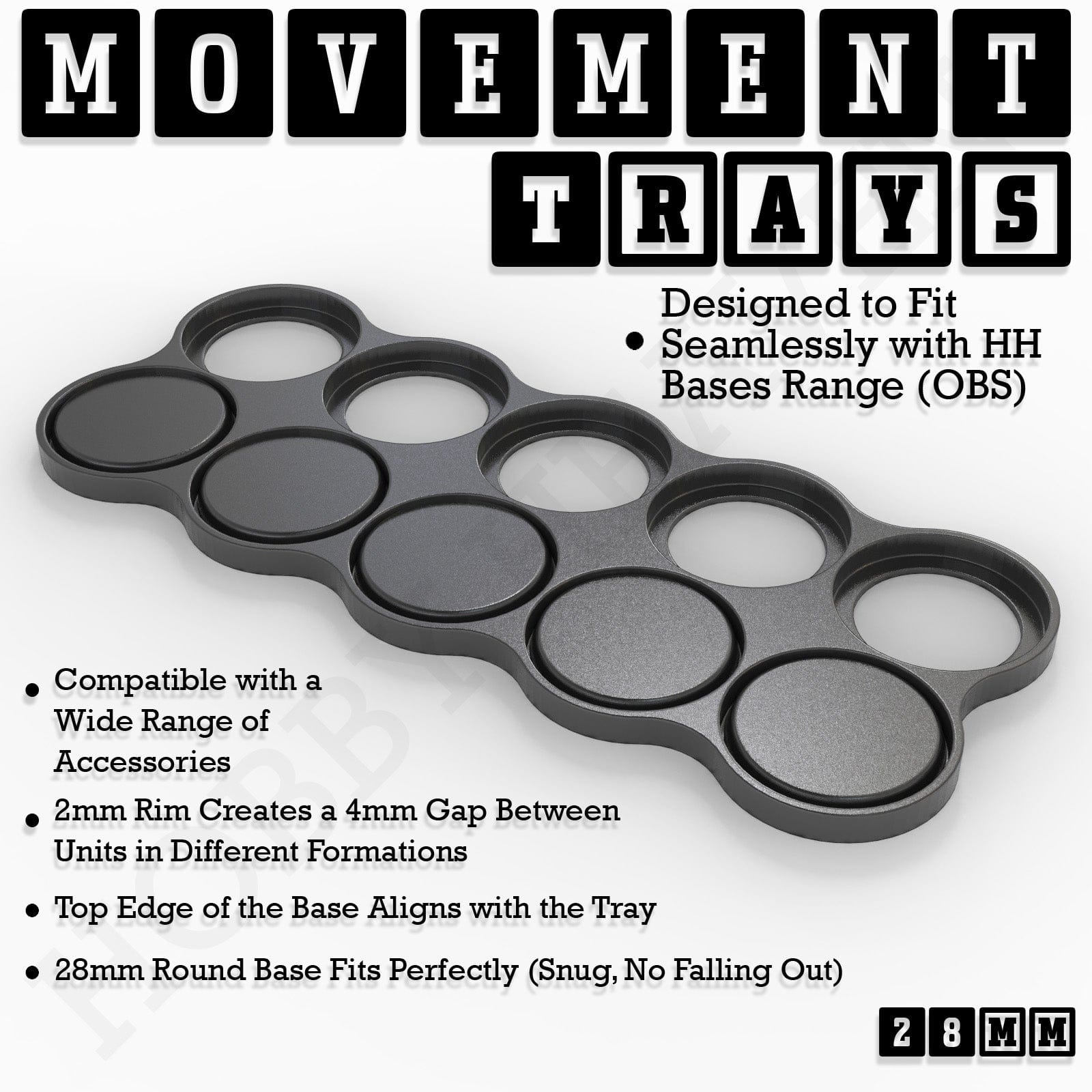 Movement Tray 28mm Movement Trays for Tabletop Games | Wargaming | Full Range