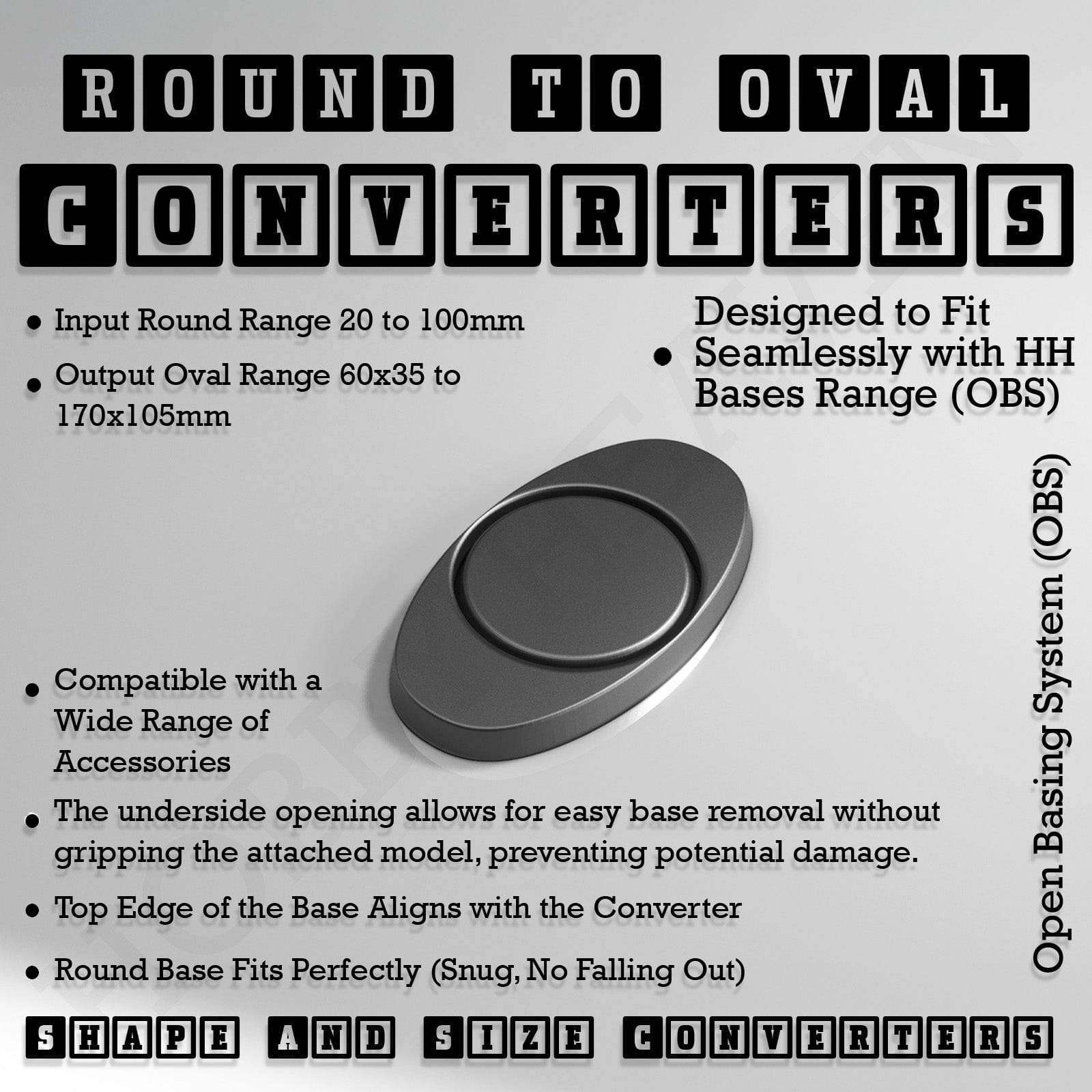 Base Round To Oval Bases Size Converters 3d Print Full Range